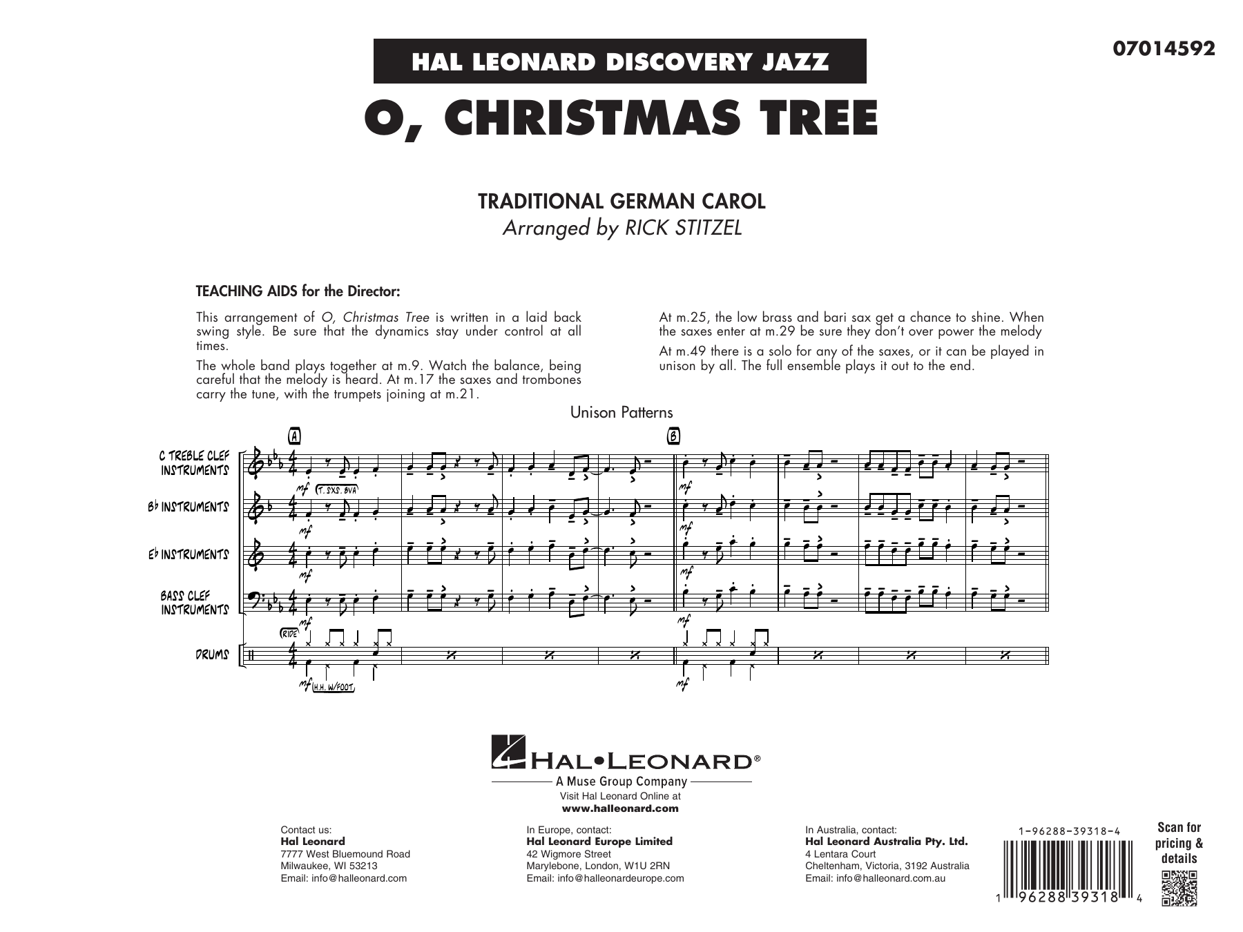 O, Christmas Tree (arr. Rick Stitzel): Jazz Ensemble Conductor Score & Parts