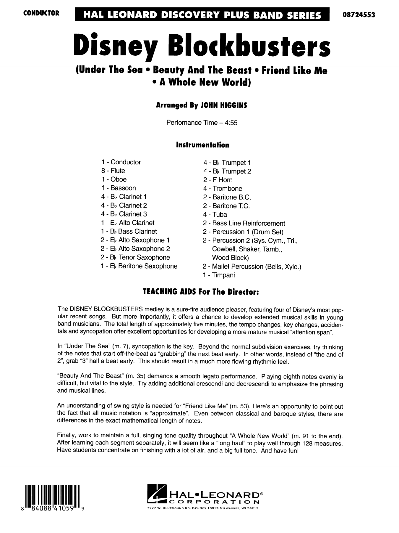 Disney Blockbusters: Concert Band Conductor Score & Parts
