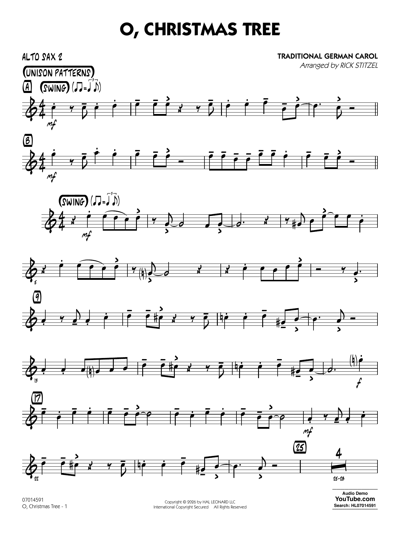 O, Christmas Tree (arr. Rick Stitzel) - Alto Sax 2
