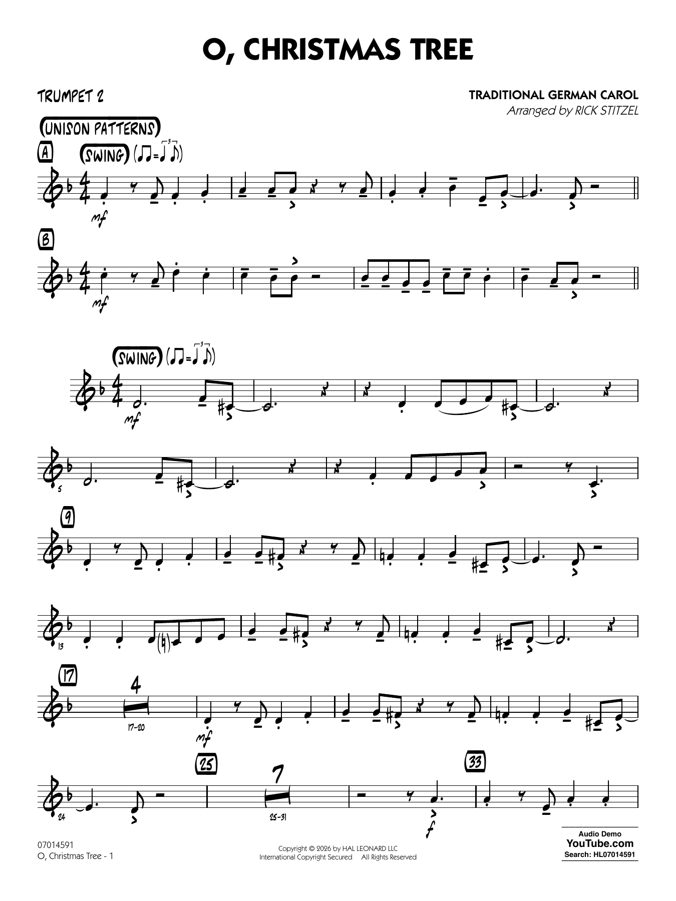 O, Christmas Tree (arr. Rick Stitzel) - Trumpet 2