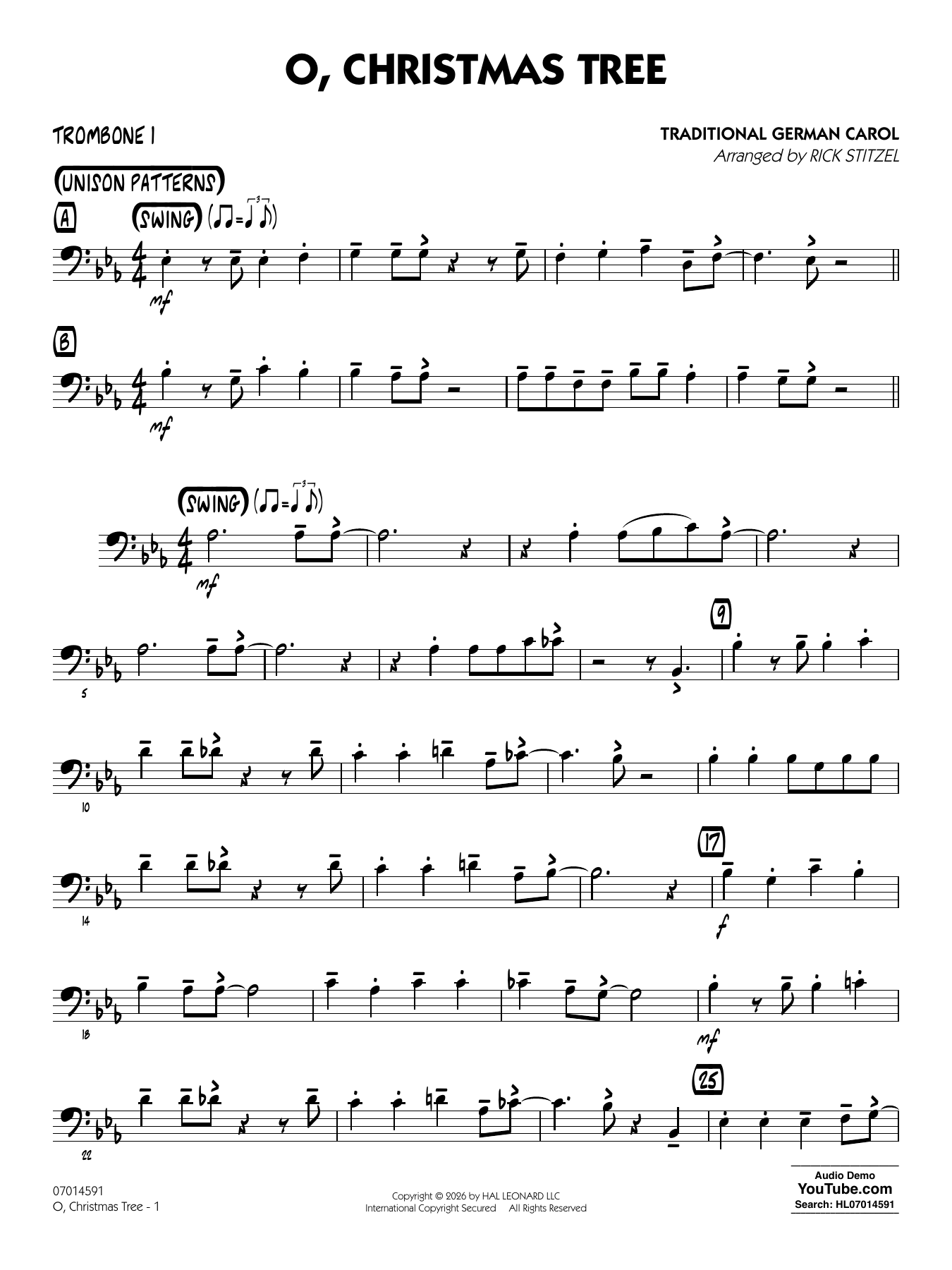O, Christmas Tree (arr. Rick Stitzel) - Trombone 1