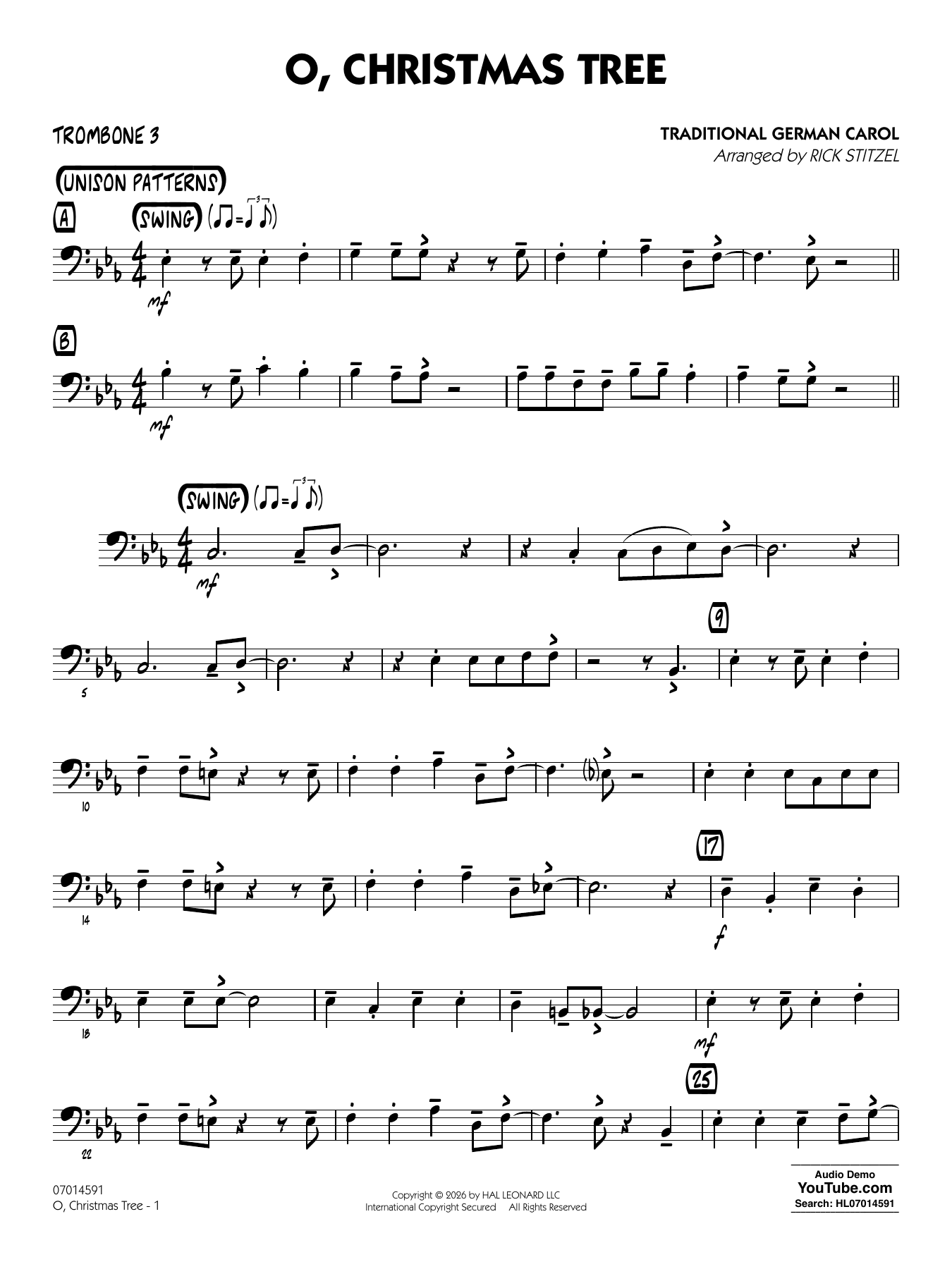 O, Christmas Tree (arr. Rick Stitzel) - Trombone 3