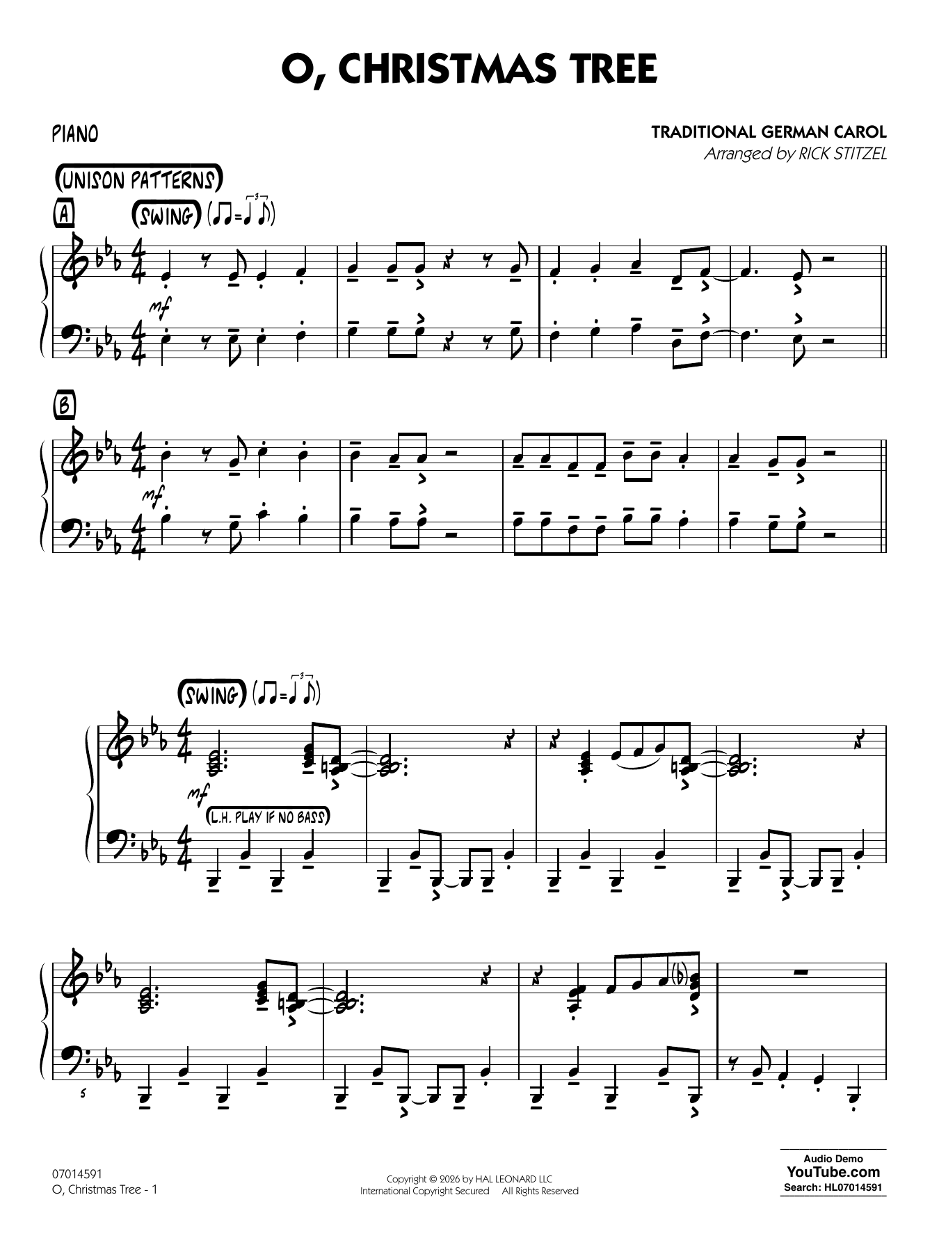 O, Christmas Tree (arr. Rick Stitzel) - Piano