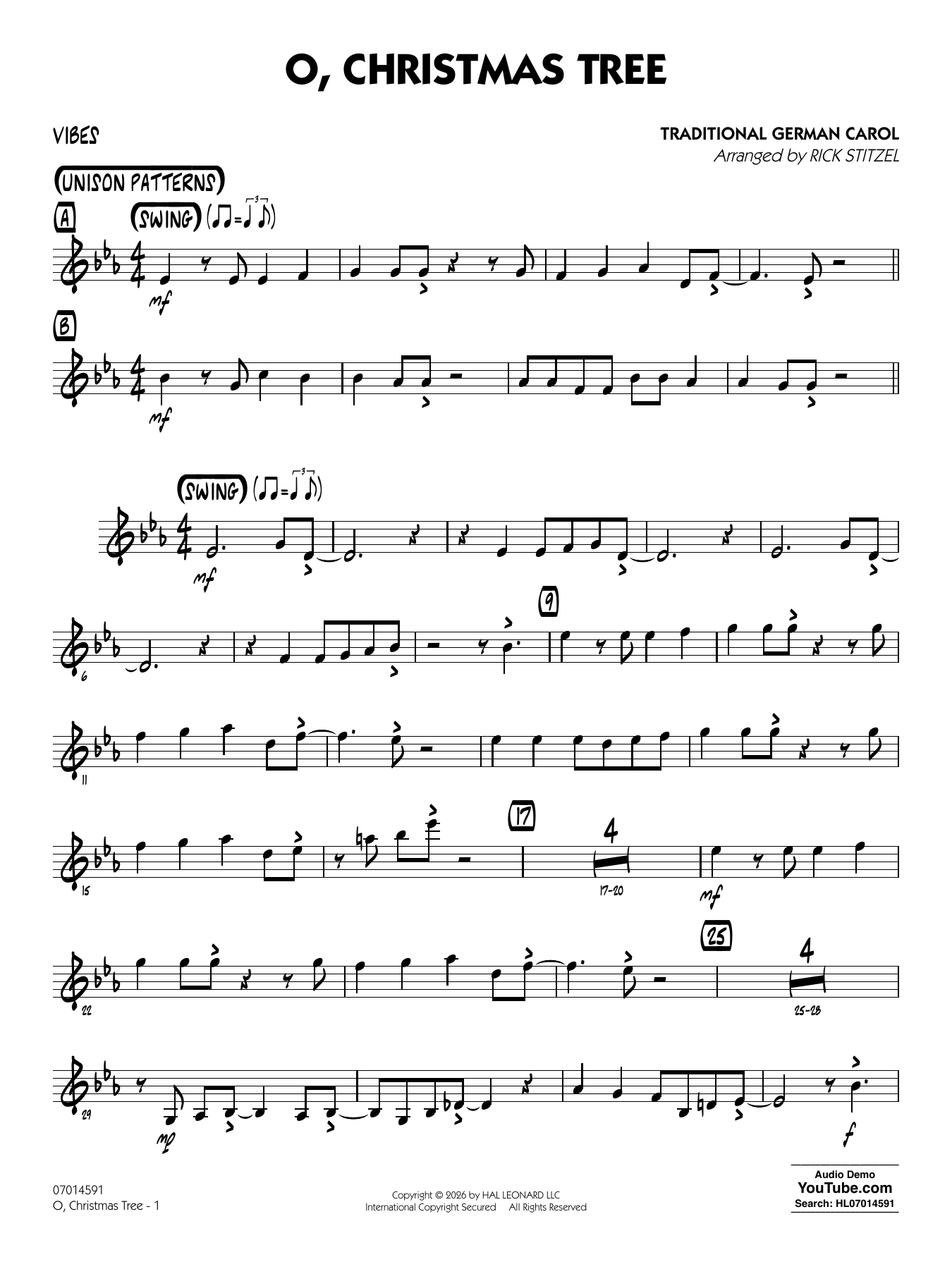 O, Christmas Tree (arr. Rick Stitzel) - Vibes