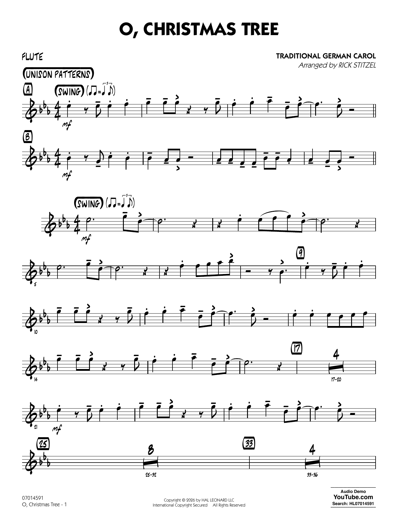 O, Christmas Tree (arr. Rick Stitzel) - Flute