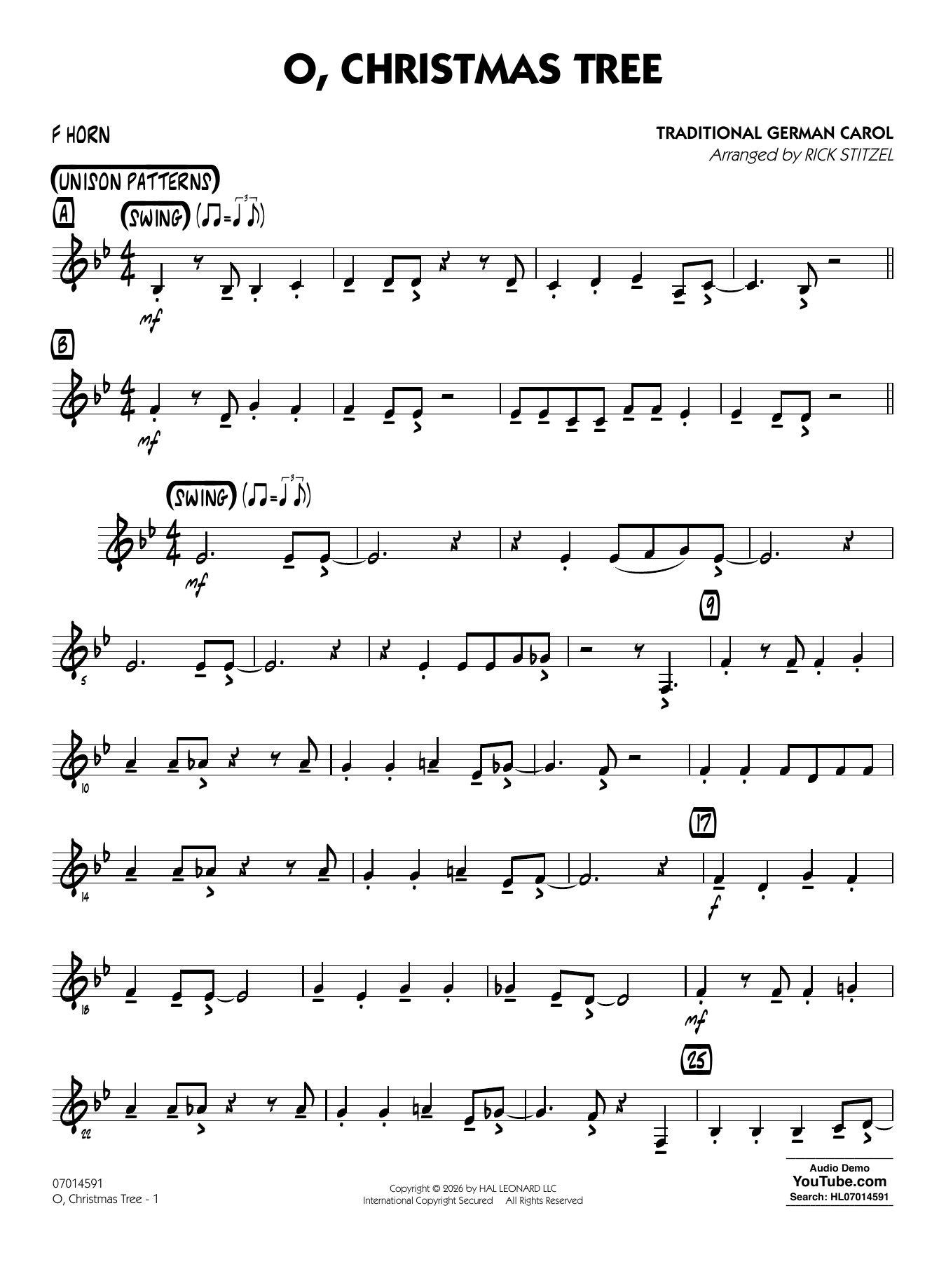 O, Christmas Tree (arr. Rick Stitzel) - F Horn