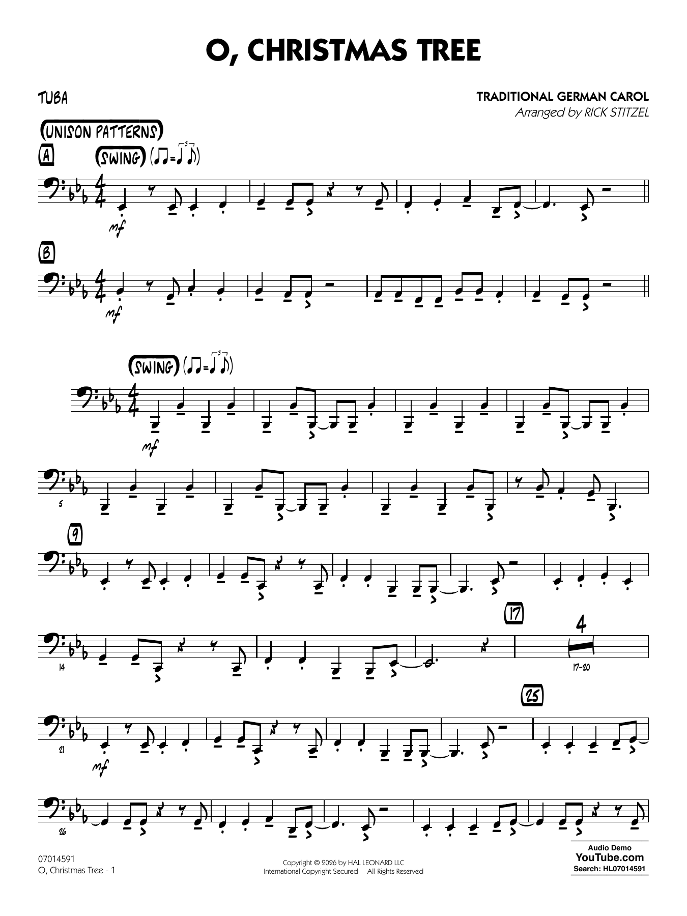 O, Christmas Tree (arr. Rick Stitzel) - Tuba