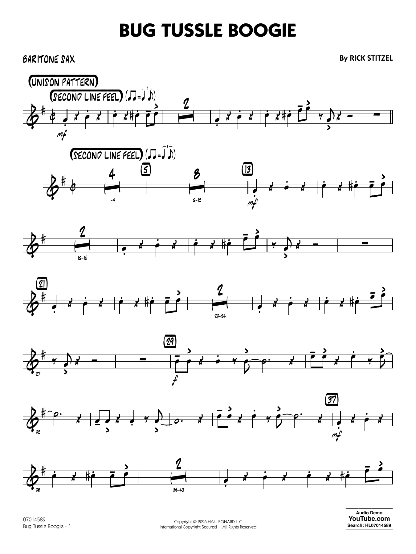 Bug Tussle Boogie - Baritone Sax