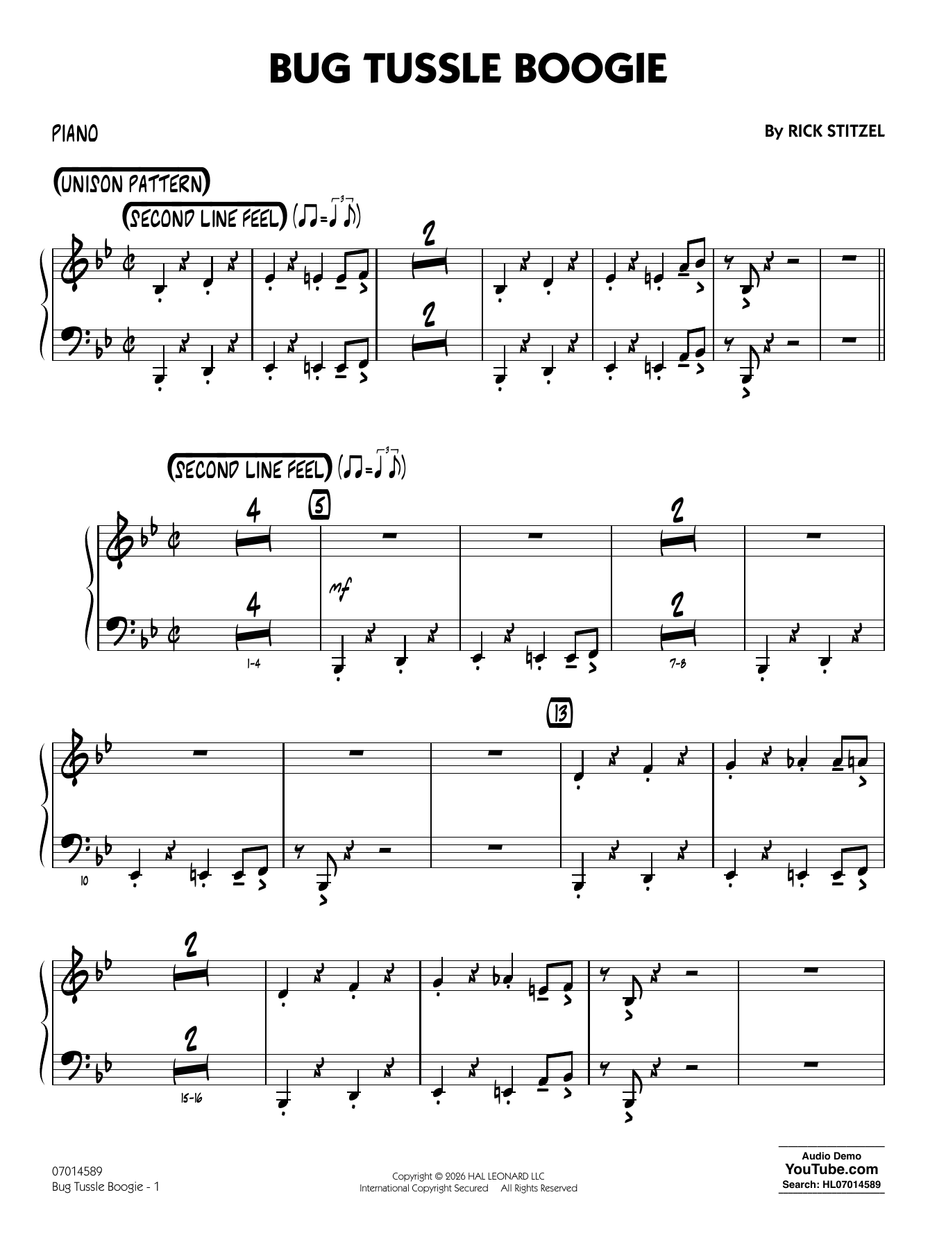 Bug Tussle Boogie - Piano