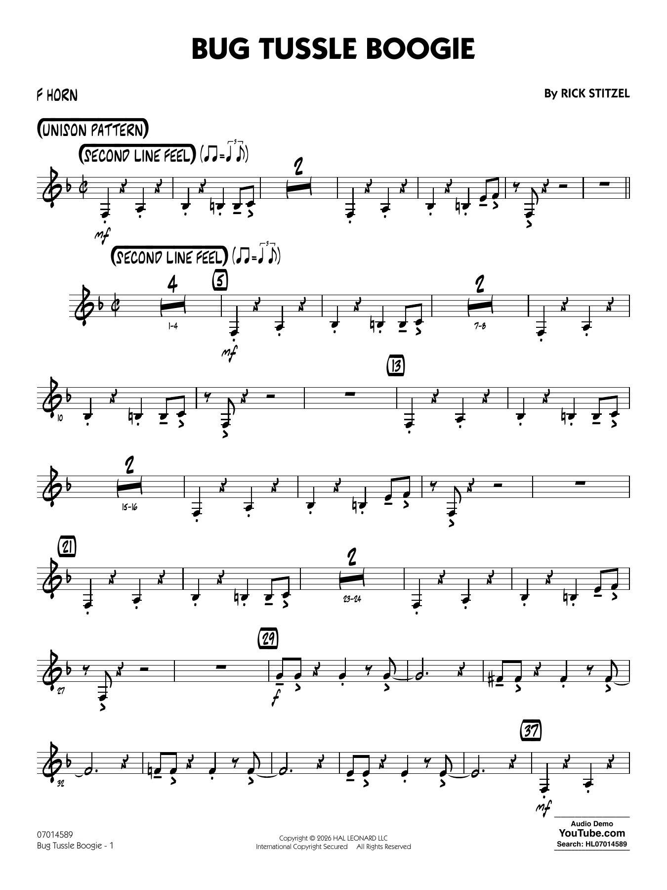 Bug Tussle Boogie - F Horn