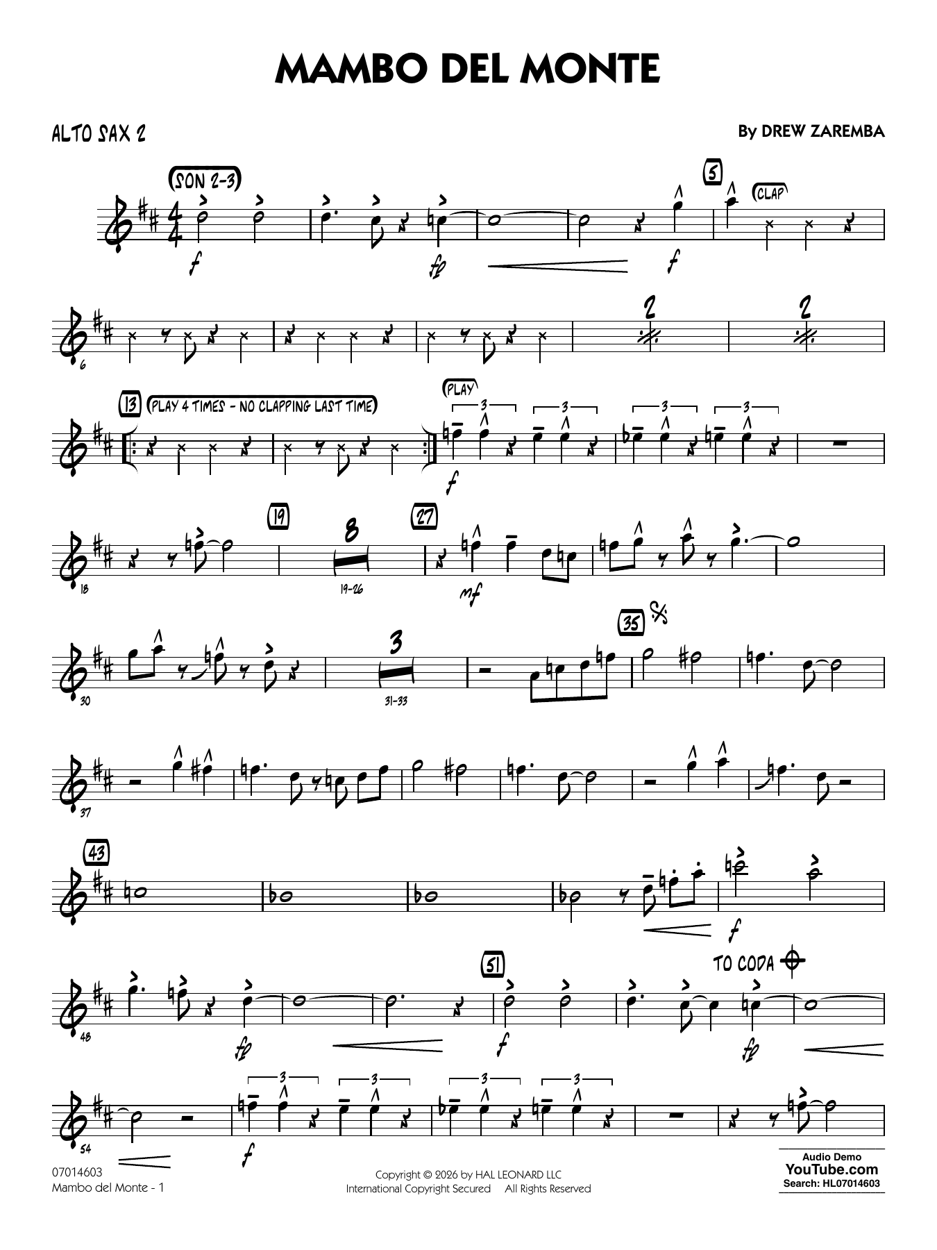 Mambo Del Monte - Alto Sax 2