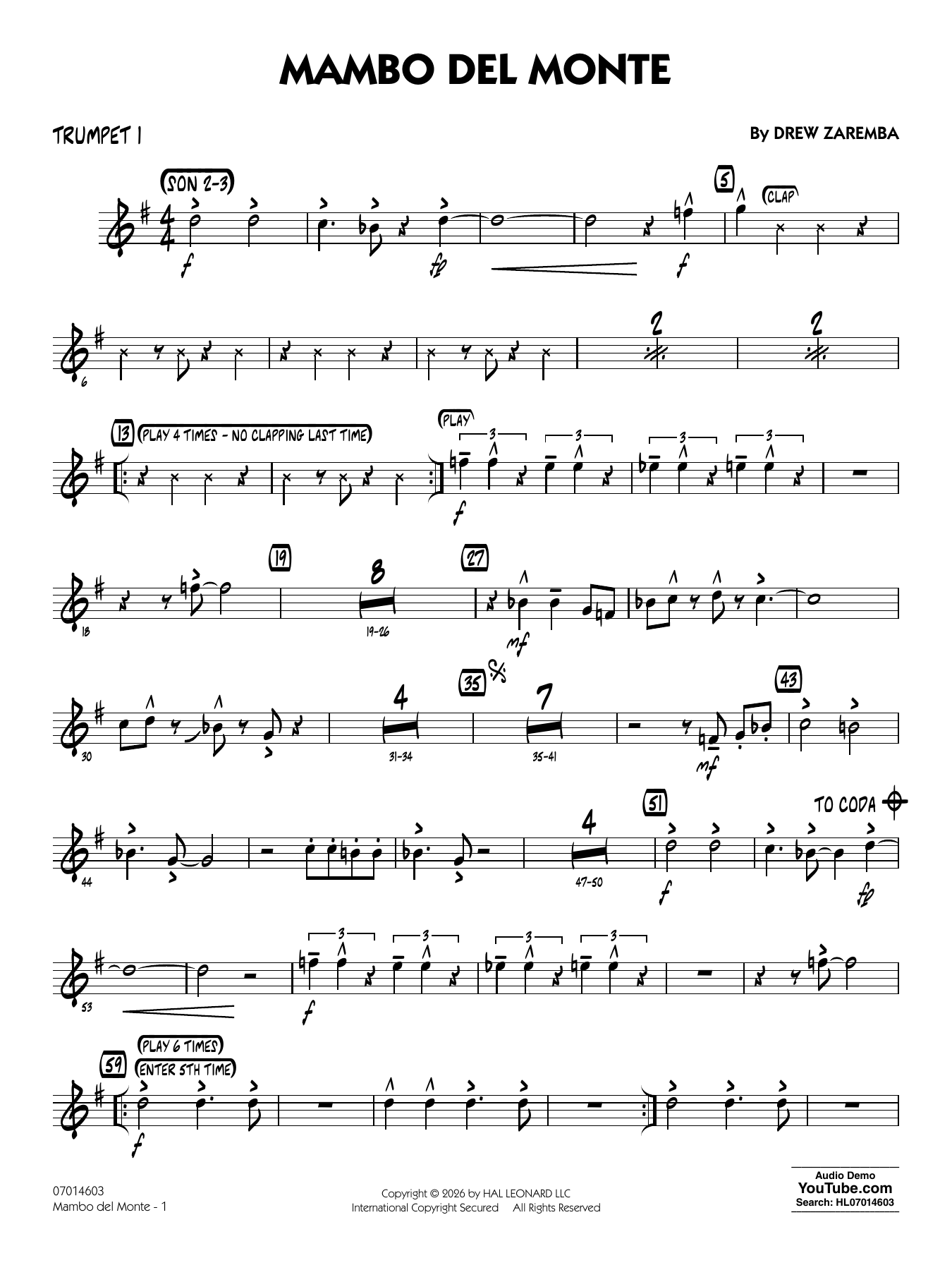 Mambo Del Monte - Trumpet 1