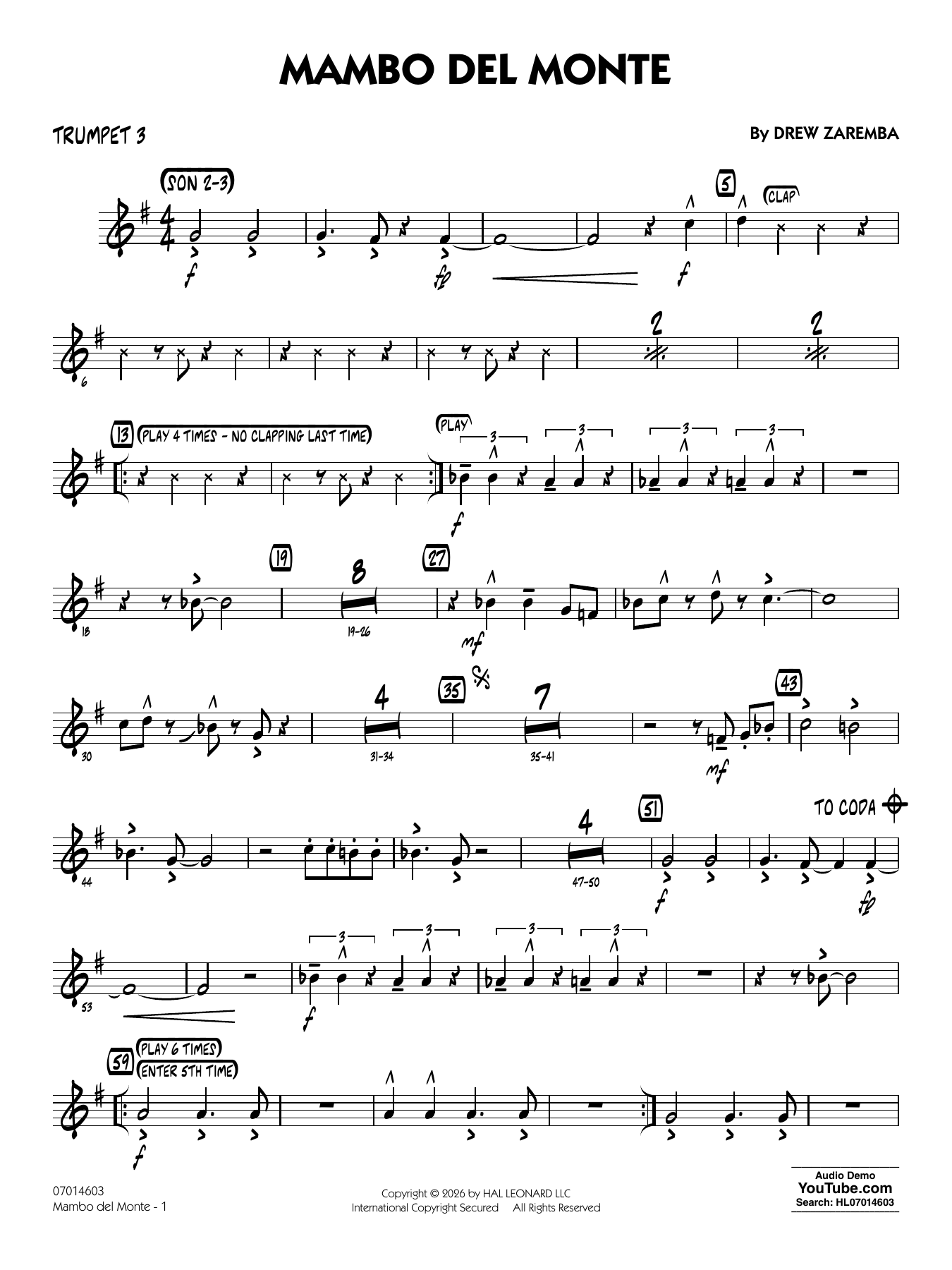 Mambo Del Monte - Trumpet 3