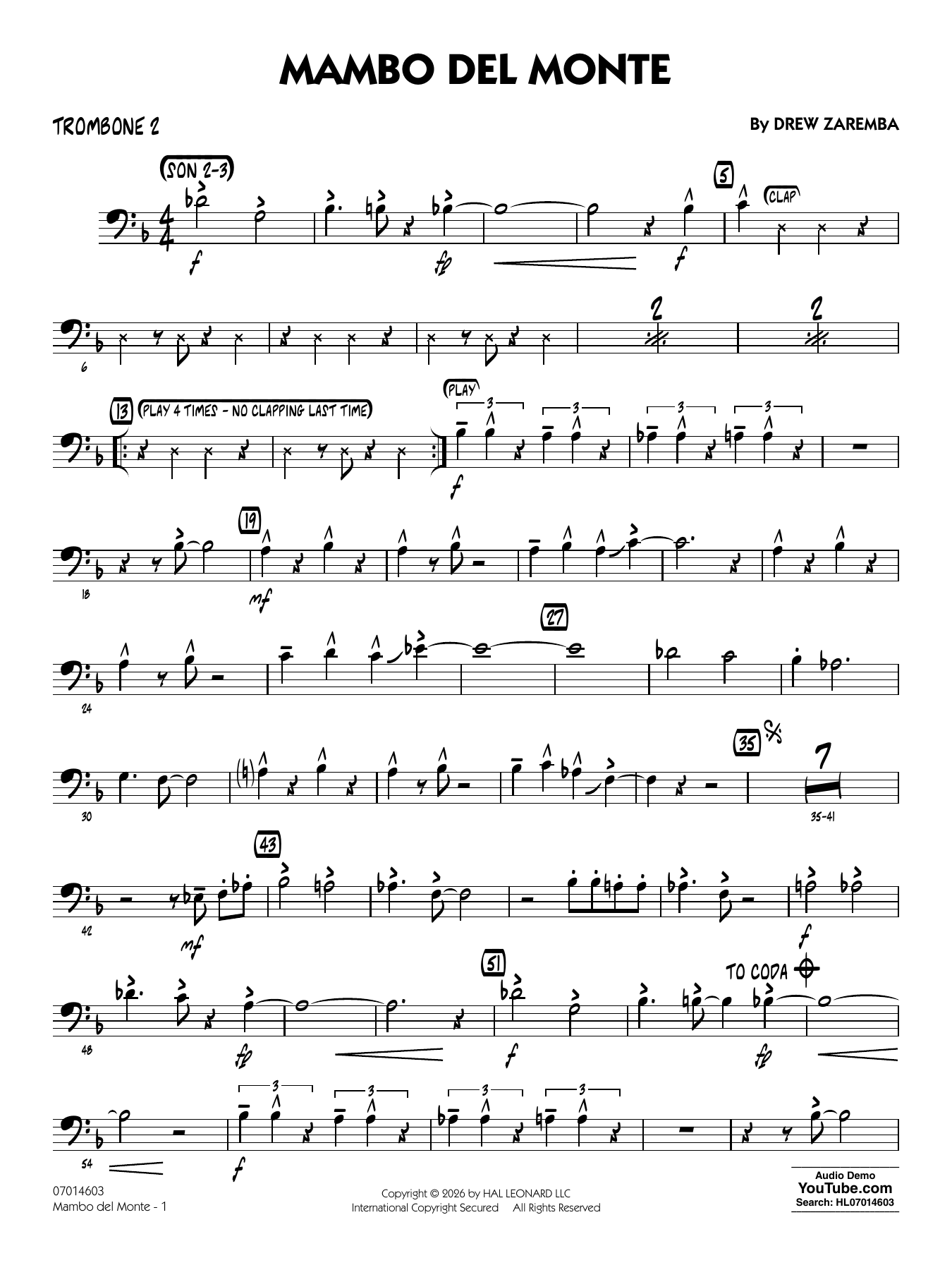 Mambo Del Monte - Trombone 2
