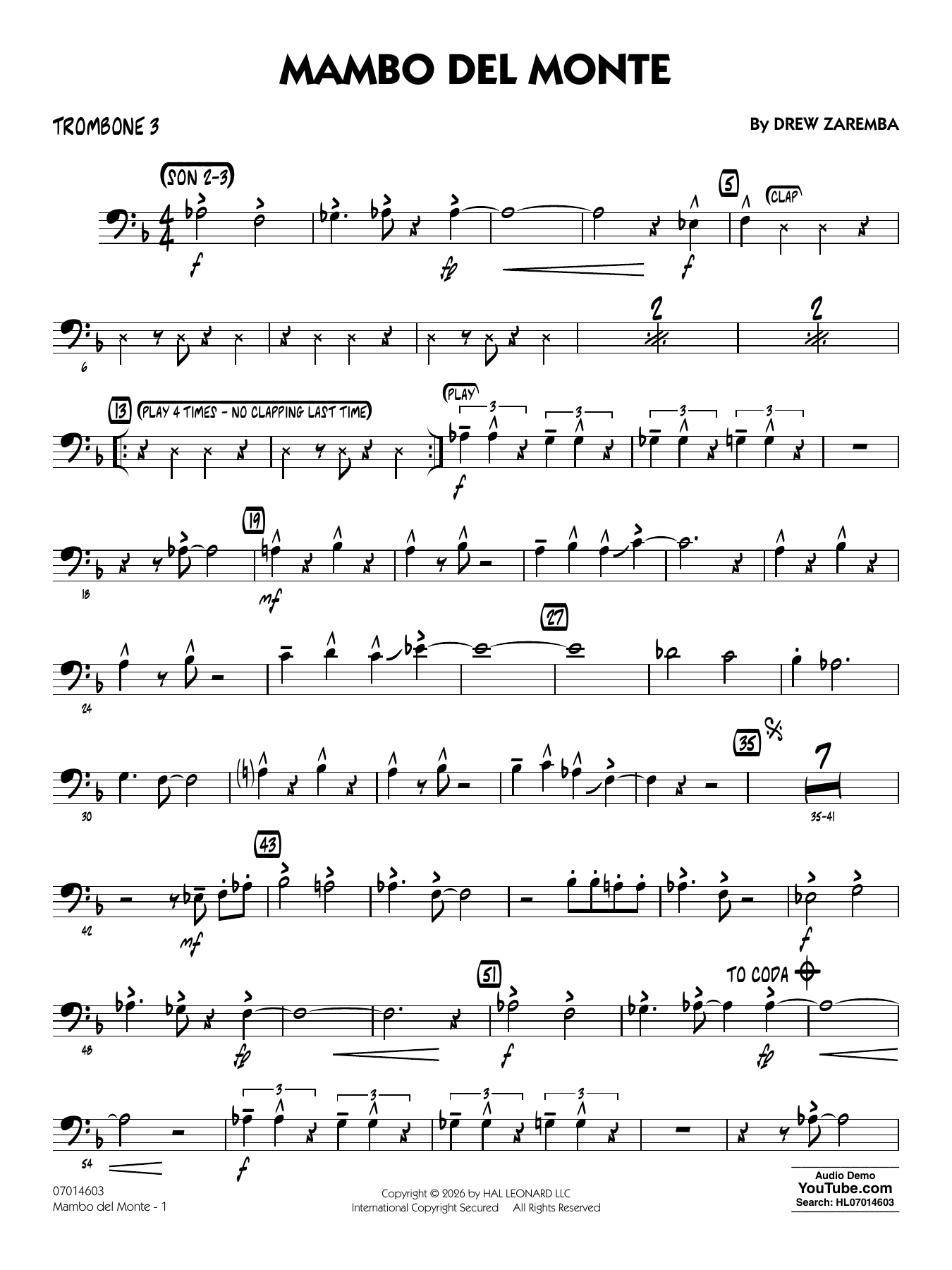 Mambo Del Monte - Trombone 3