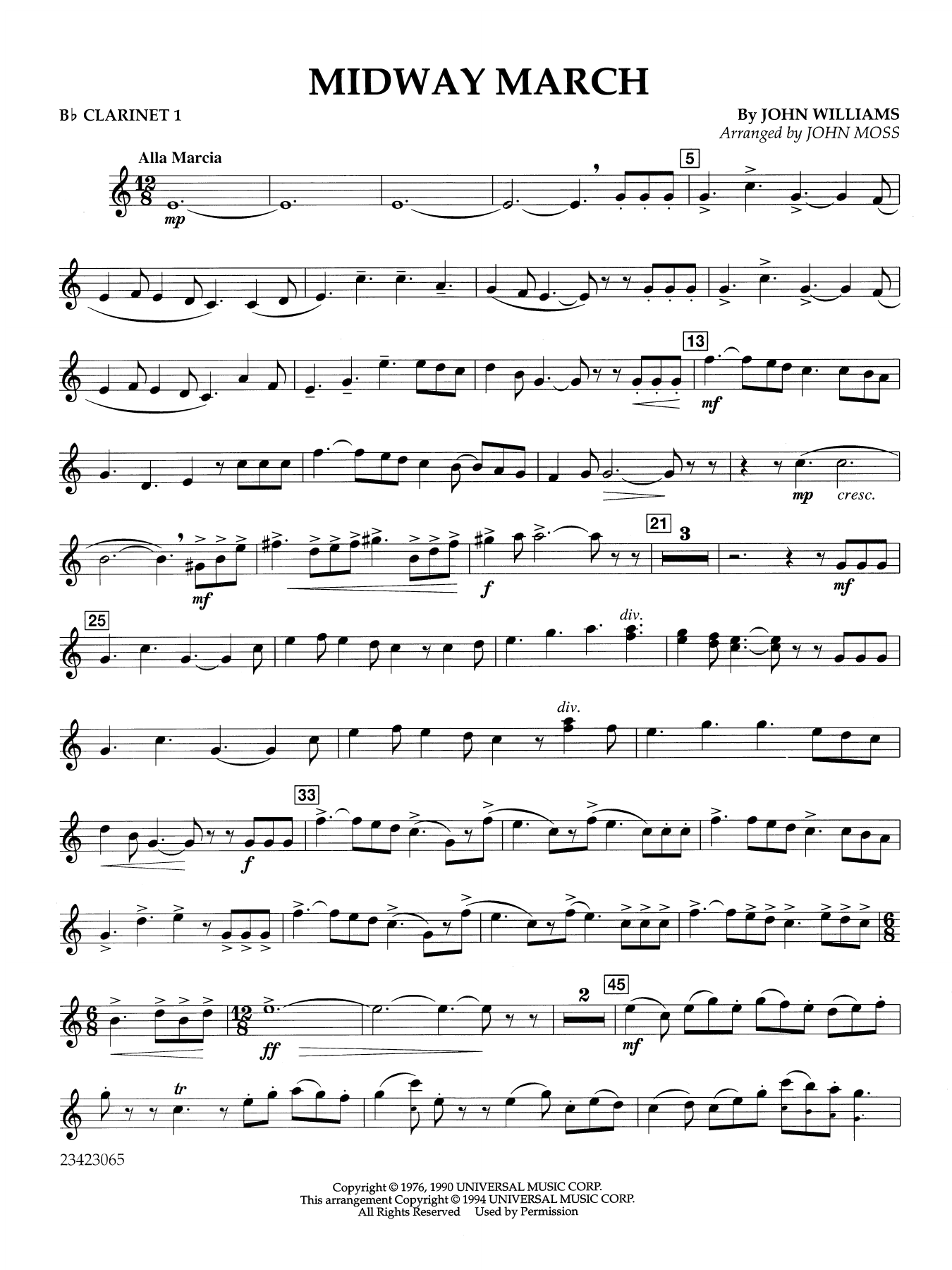 Midway March (arr. John Moss) - Bb Clarinet 1