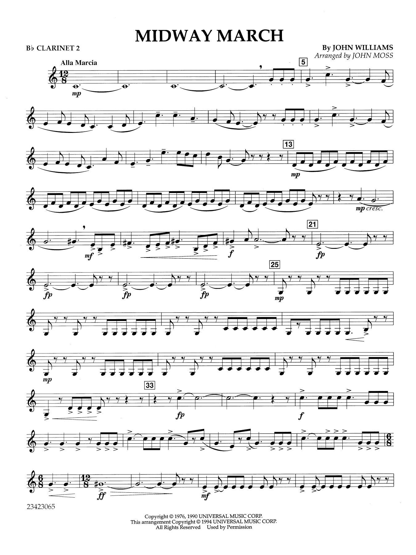 Midway March (arr. John Moss) - Bb Clarinet 2