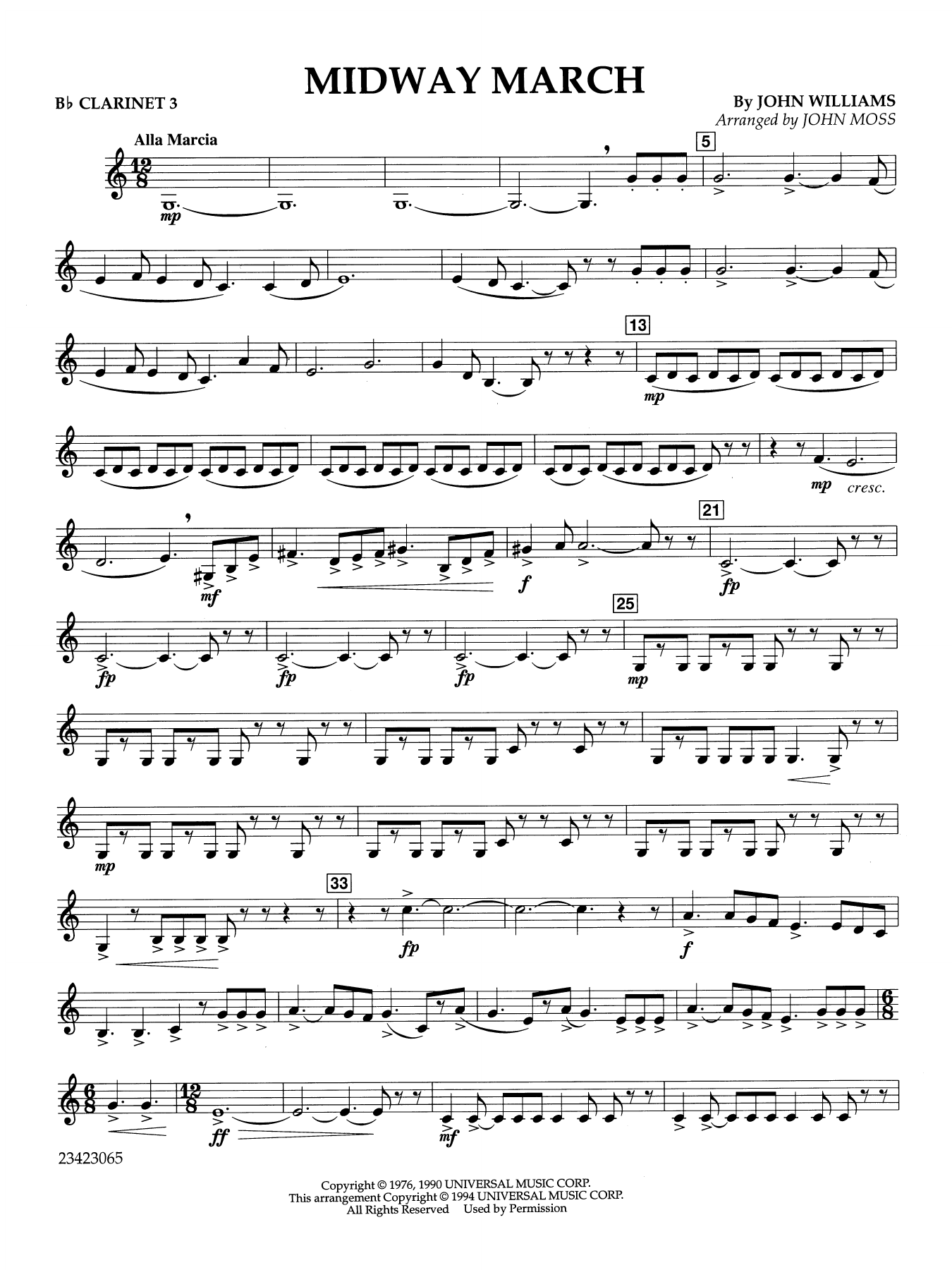Midway March (arr. John Moss) - Bb Clarinet 3