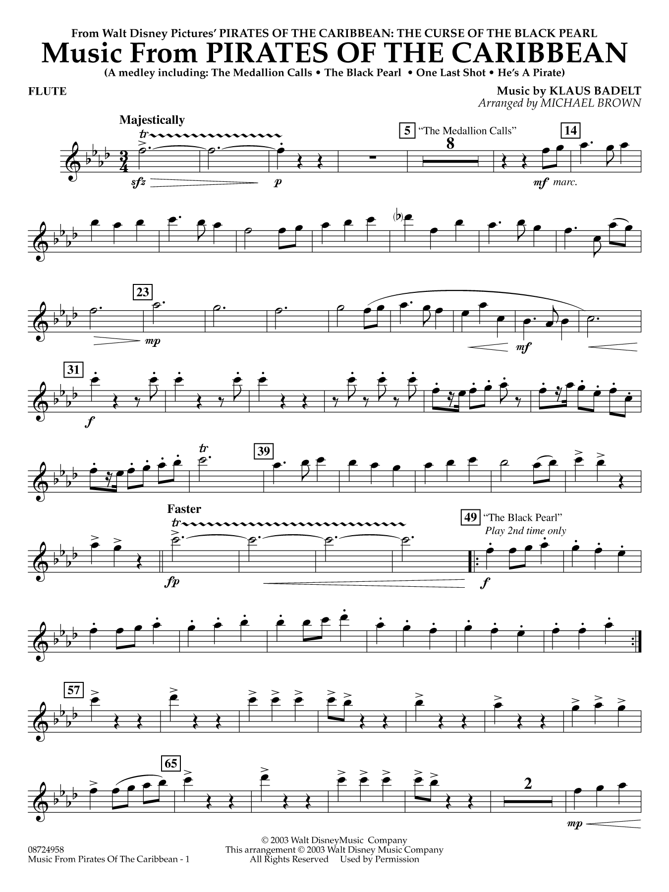 Music from Pirates of the Caribbean (arr. Michael Brown) - Flute