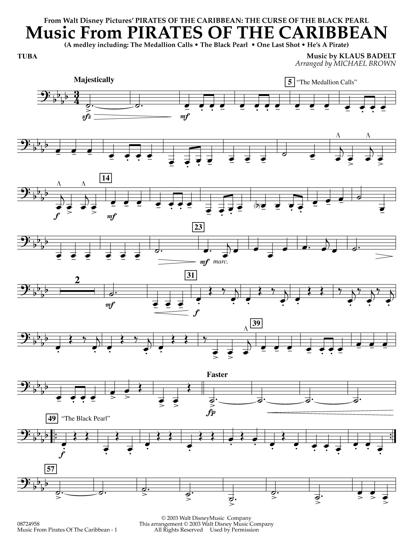 Music from Pirates of the Caribbean (arr. Michael Brown) - Tuba