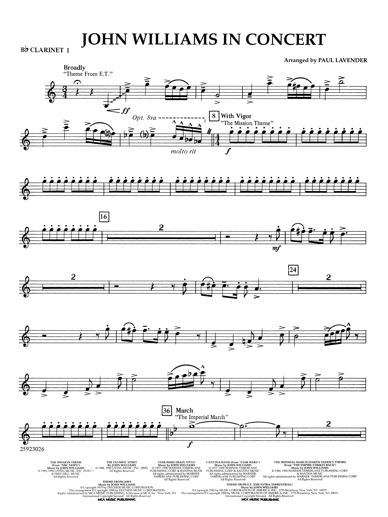 John Williams in Concert (arr. Paul Lavender) - Bb Clarinet 1
