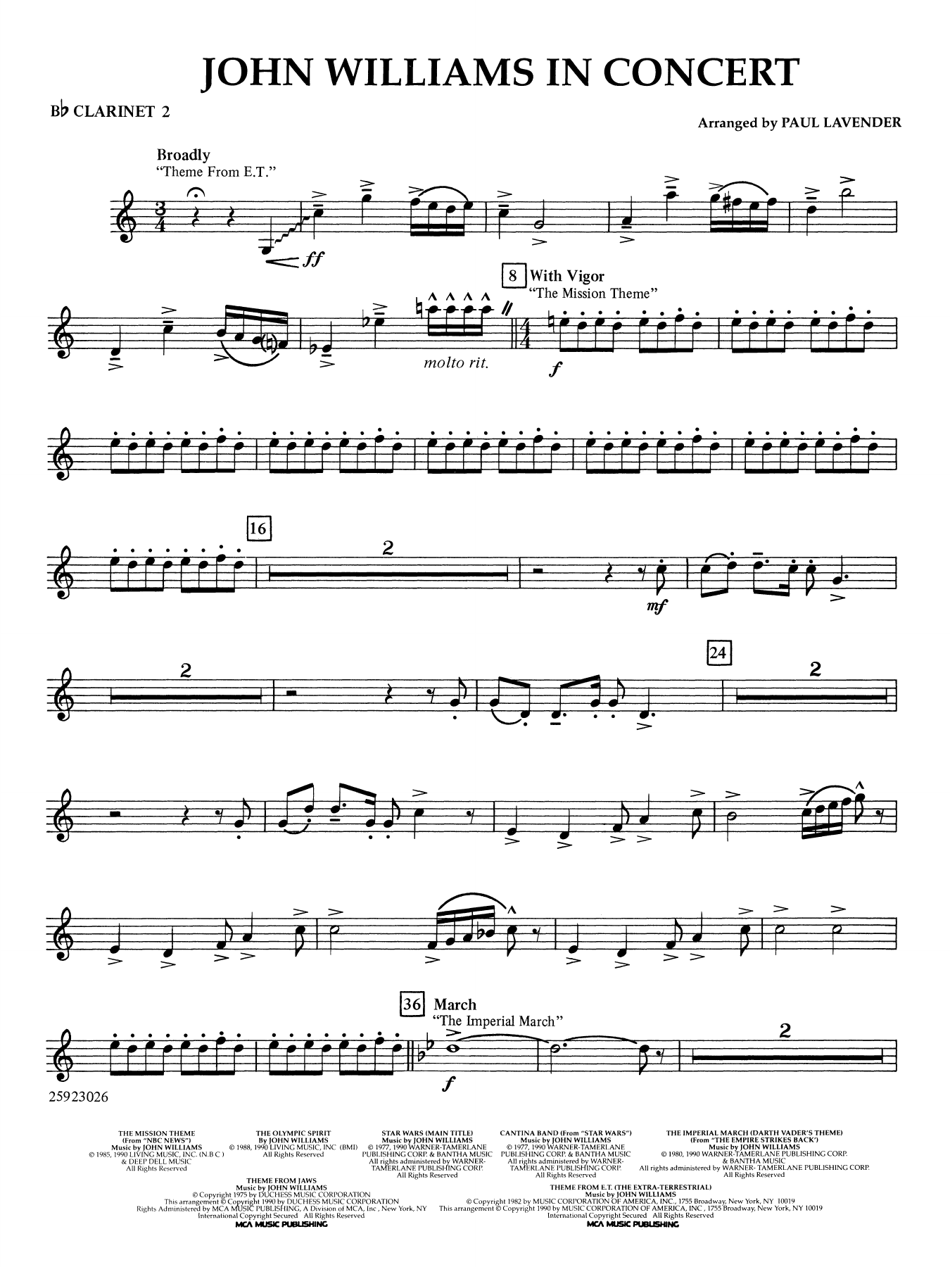 John Williams in Concert (arr. Paul Lavender) - Bb Clarinet 2