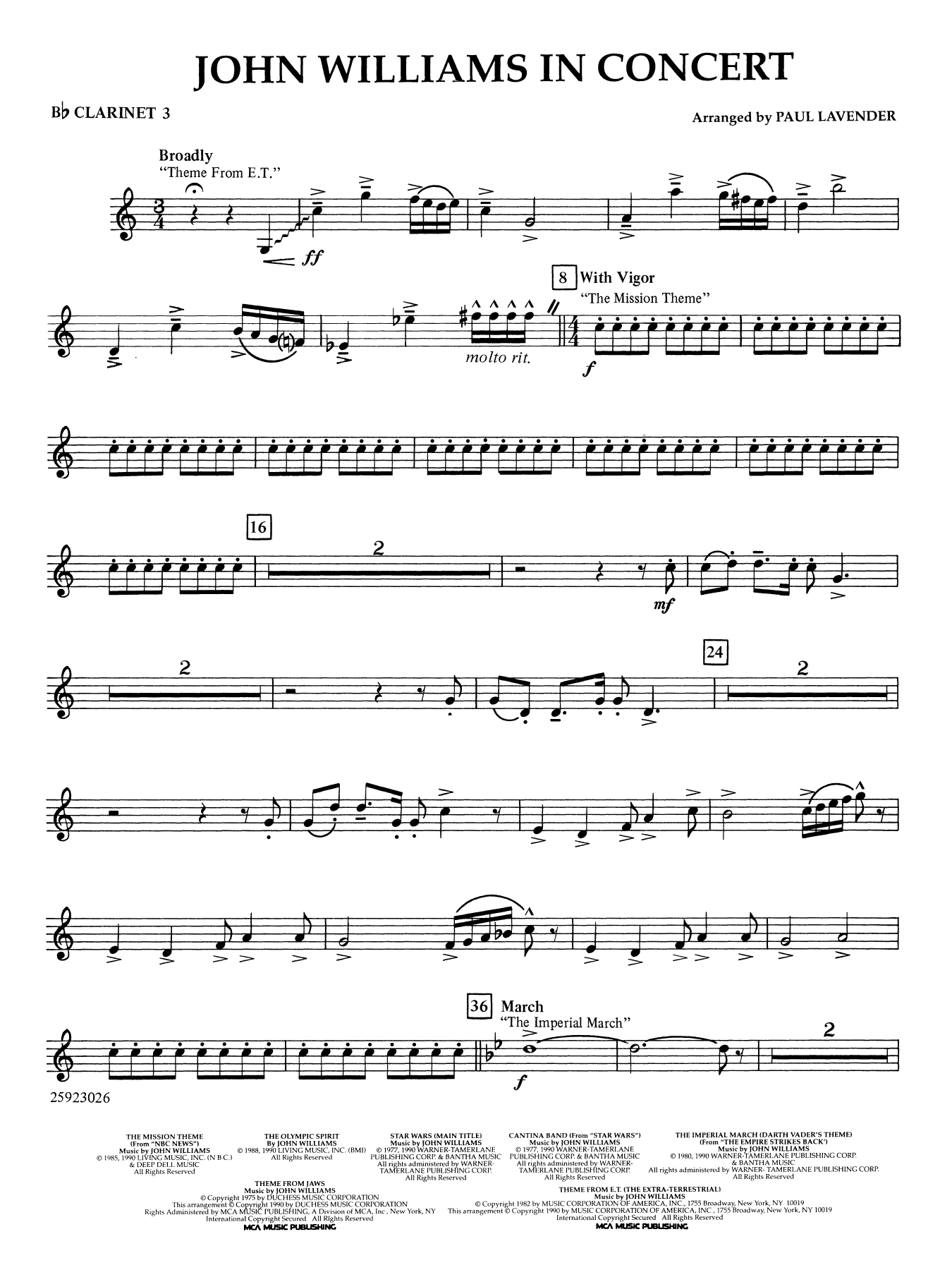 John Williams in Concert (arr. Paul Lavender) - Bb Clarinet 3