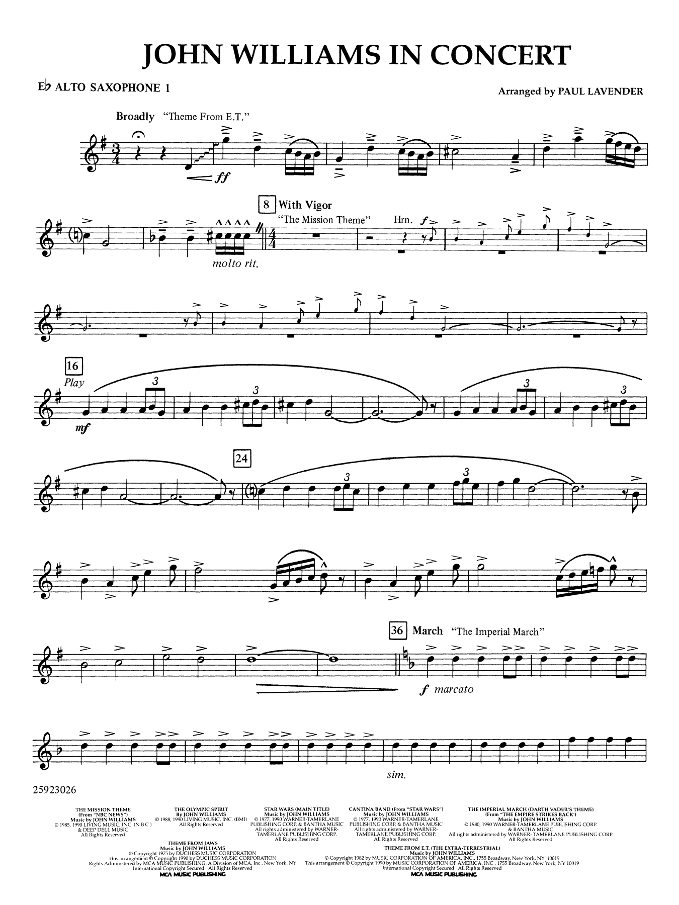 John Williams in Concert (arr. Paul Lavender) - Eb Alto Saxophone 1