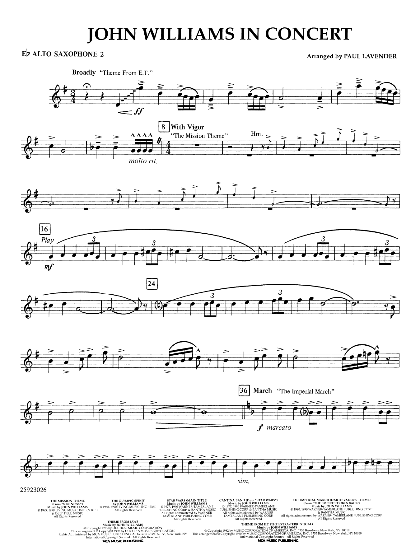 John Williams in Concert (arr. Paul Lavender) - Eb Alto Saxophone 2