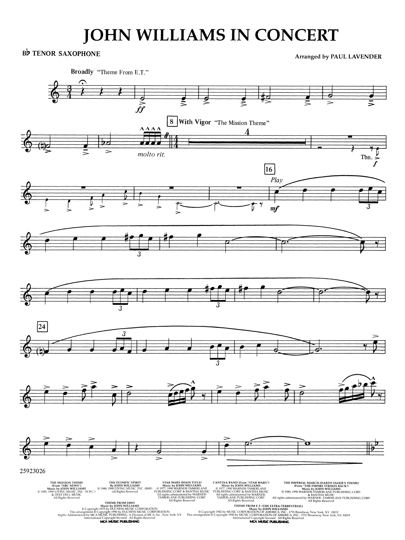 John Williams in Concert (arr. Paul Lavender) - Bb Tenor Saxophone
