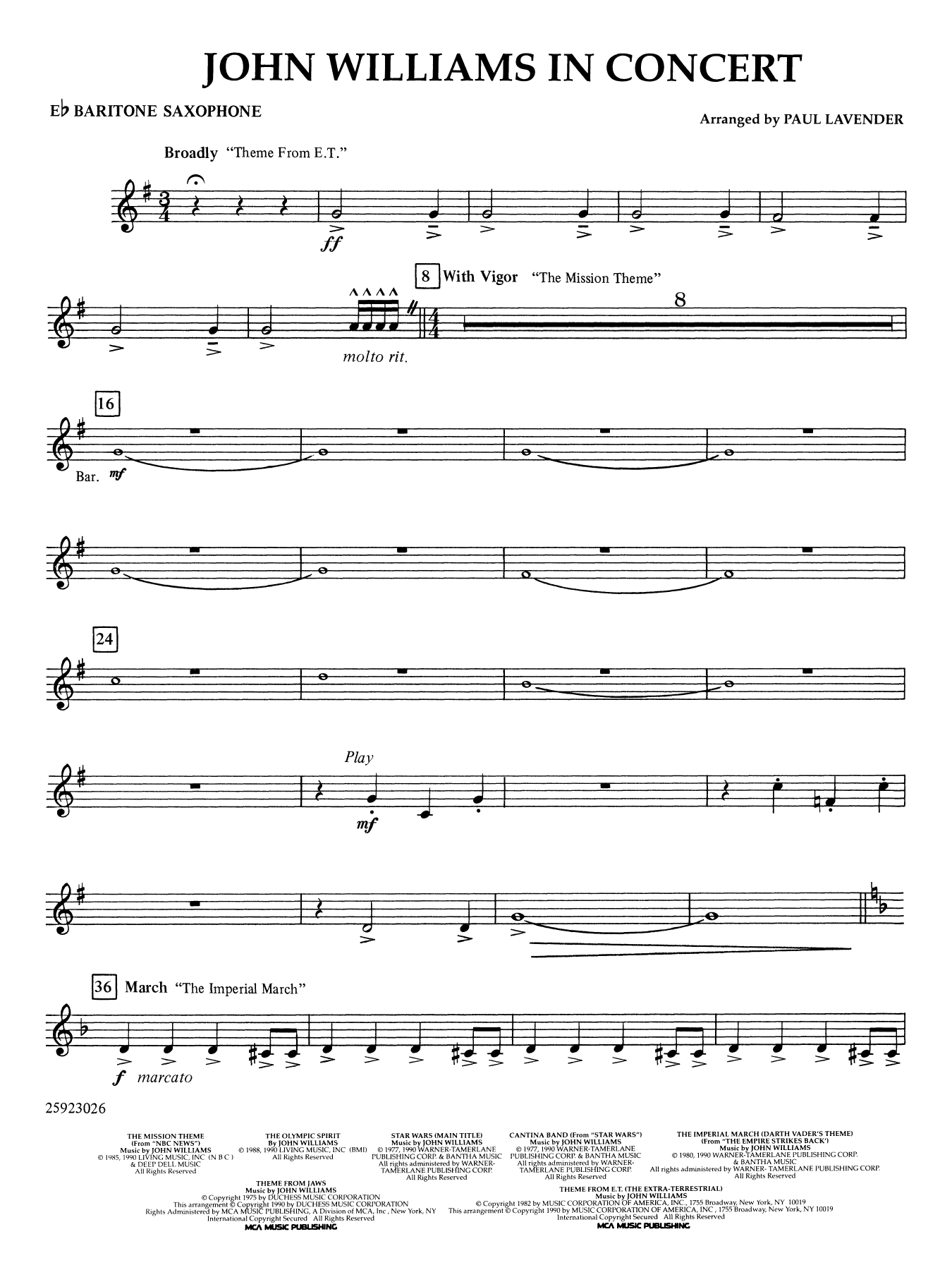 John Williams in Concert (arr. Paul Lavender) - Eb Baritone Saxophone