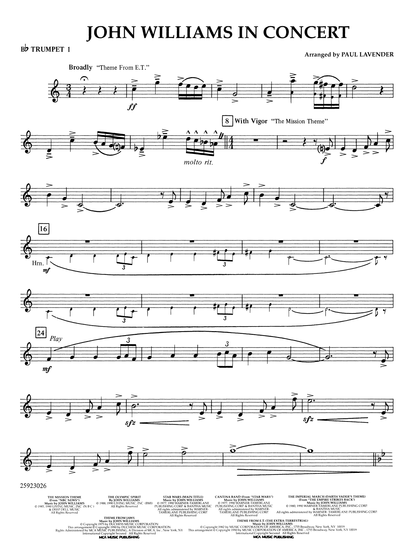 John Williams in Concert (arr. Paul Lavender) - Bb Trumpet 1