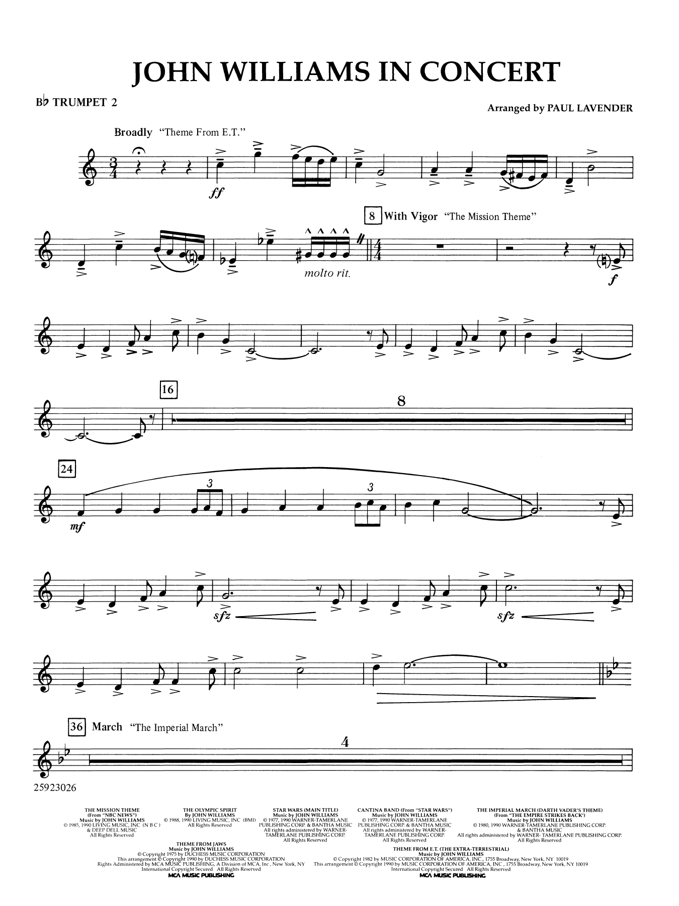 John Williams in Concert (arr. Paul Lavender) - Bb Trumpet 2