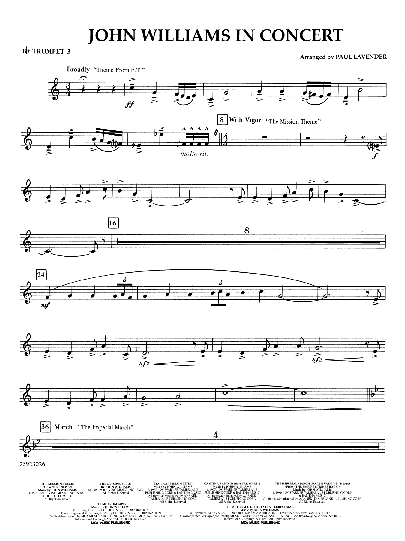 John Williams in Concert (arr. Paul Lavender) - Bb Trumpet 3