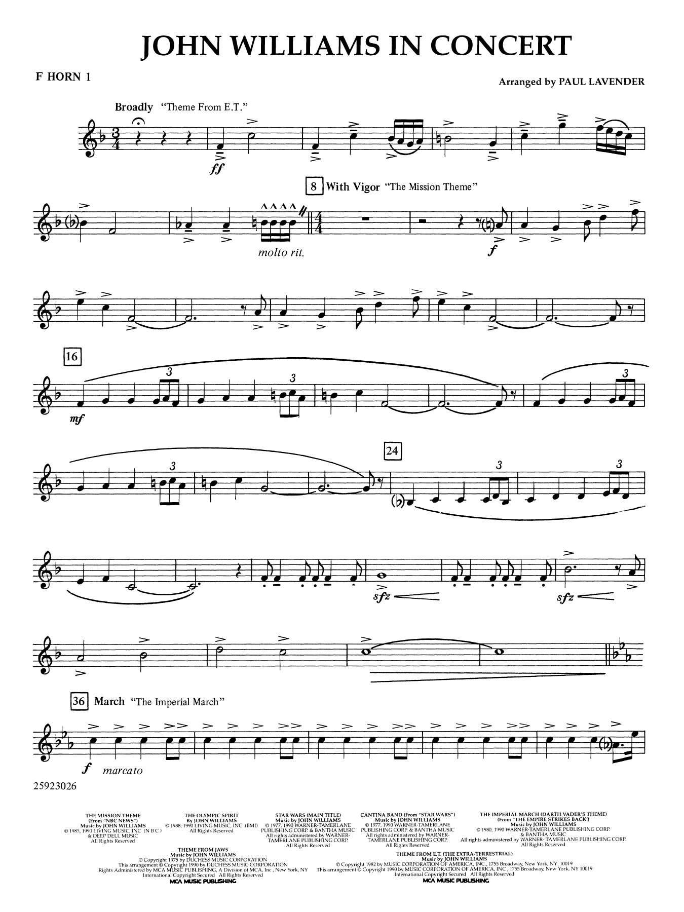 John Williams in Concert (arr. Paul Lavender) - F Horn 1