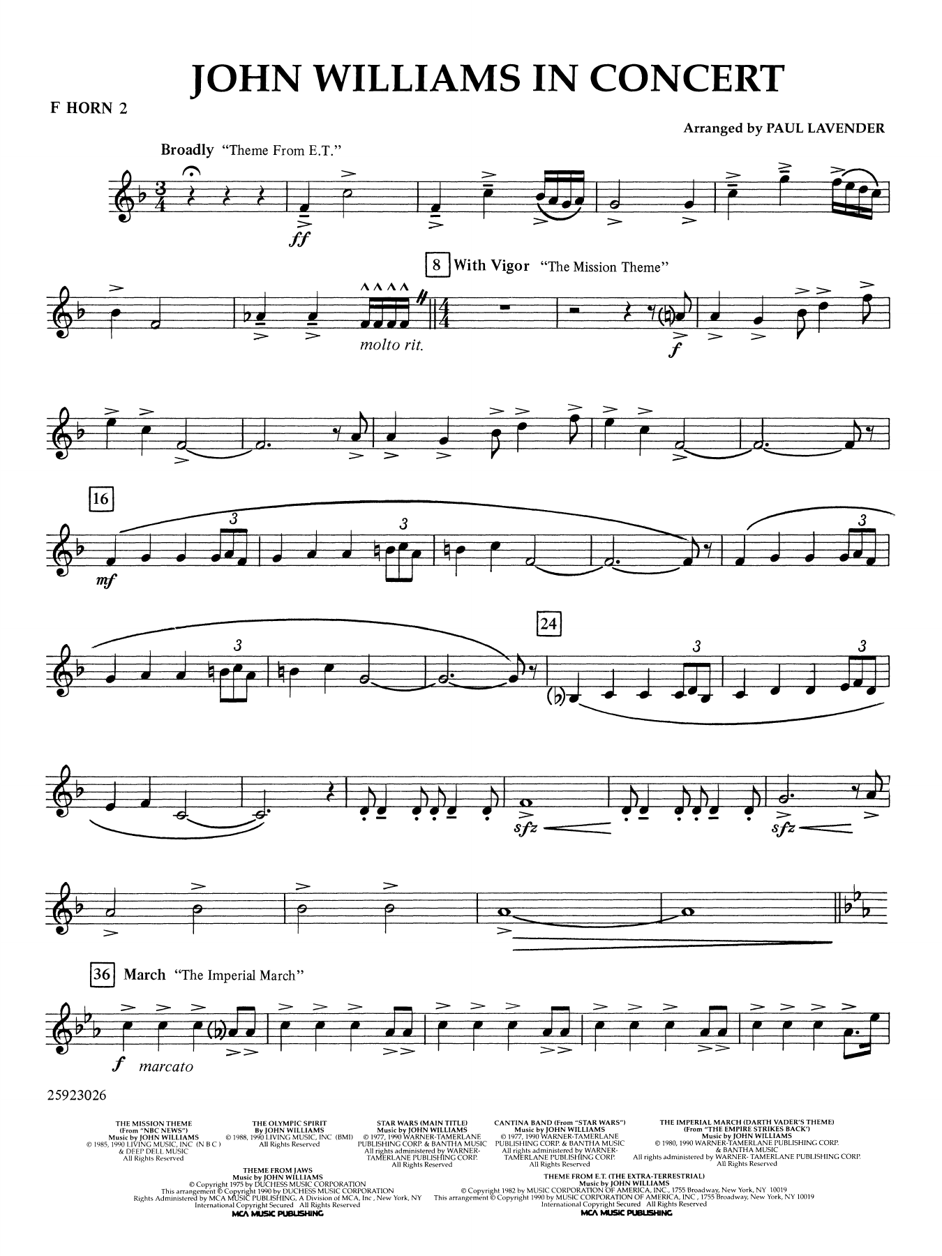 John Williams in Concert (arr. Paul Lavender) - F Horn 2