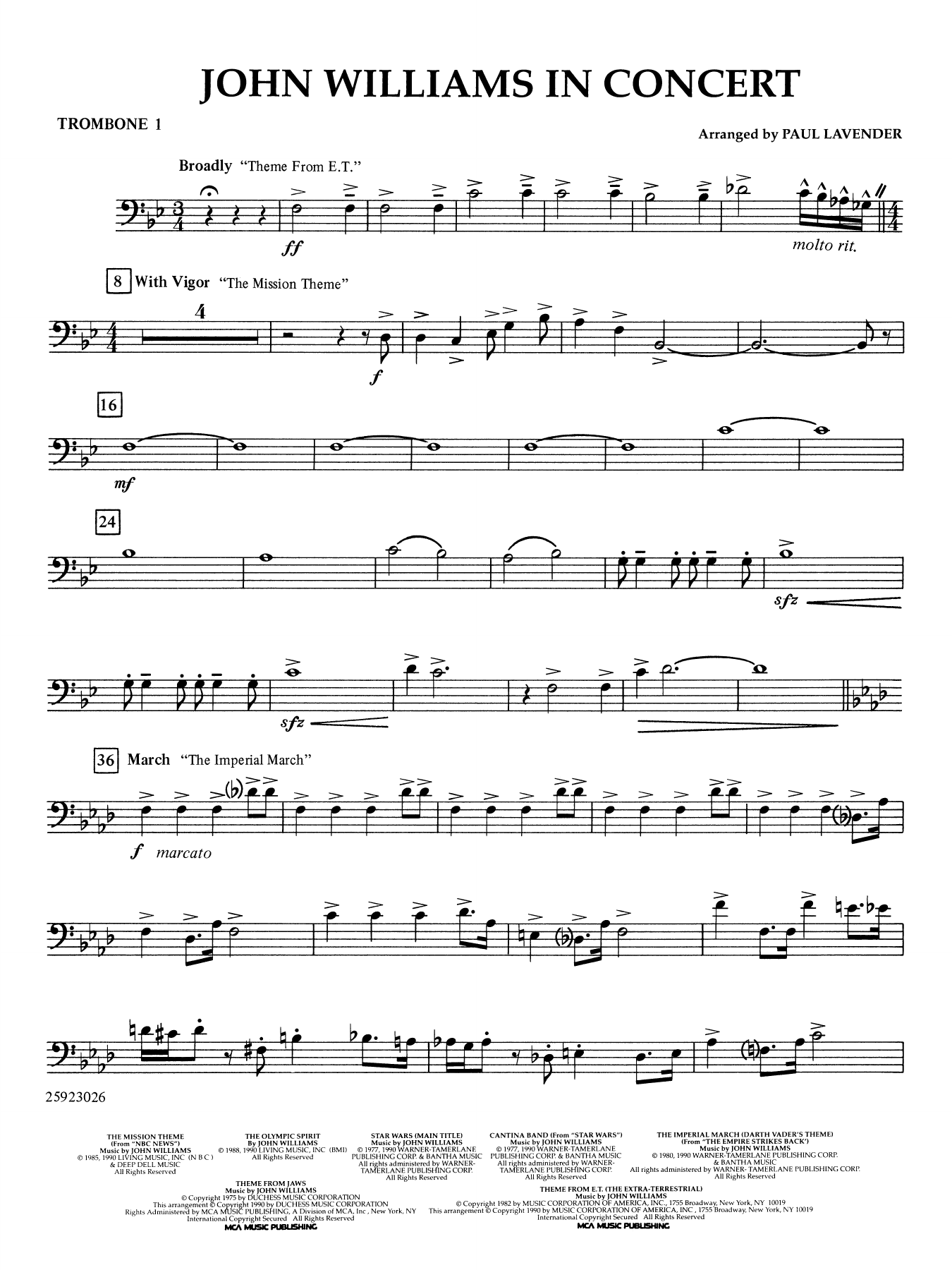 John Williams in Concert (arr. Paul Lavender) - Trombone 1