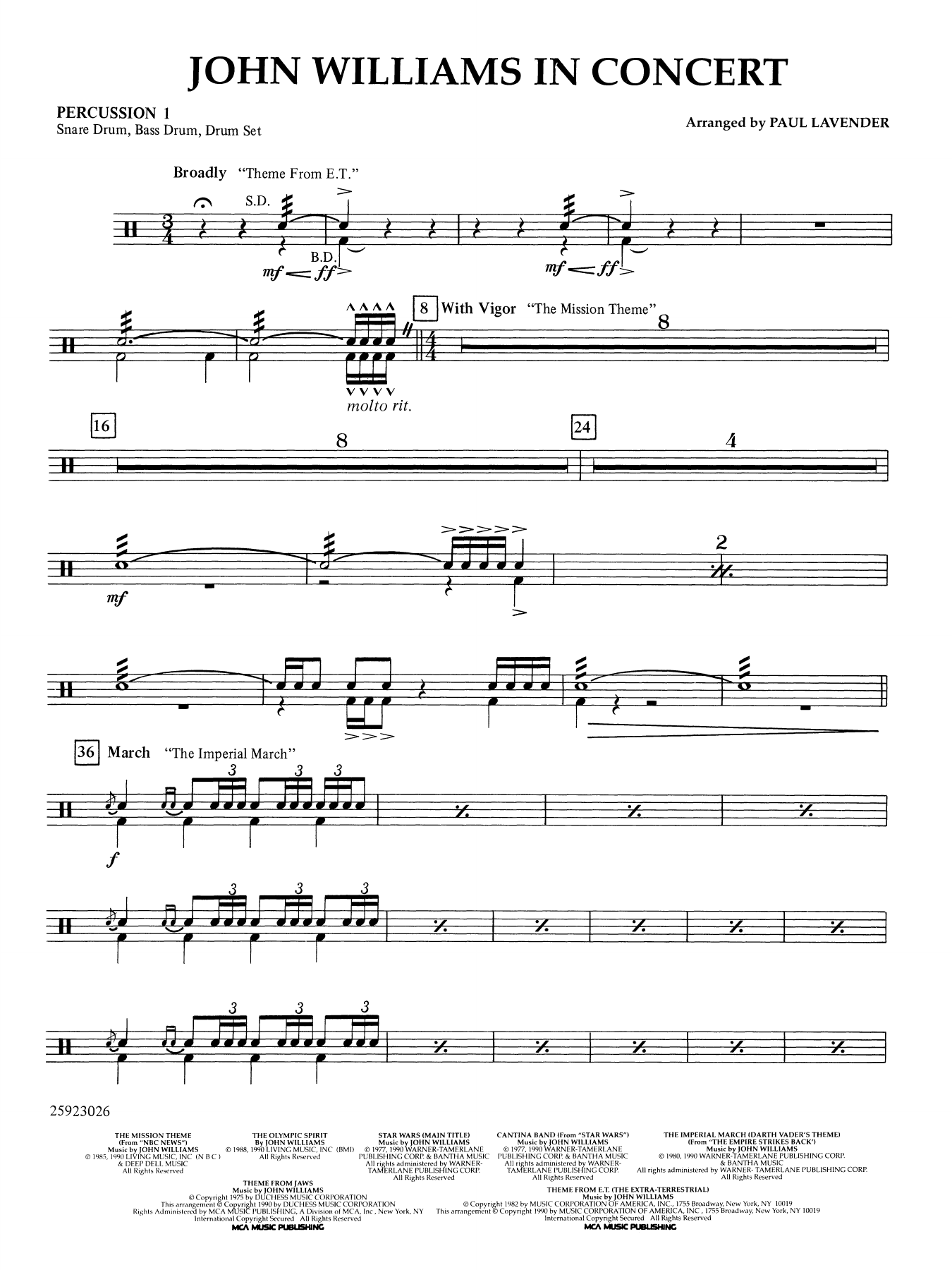John Williams in Concert (arr. Paul Lavender) - Percussion 1