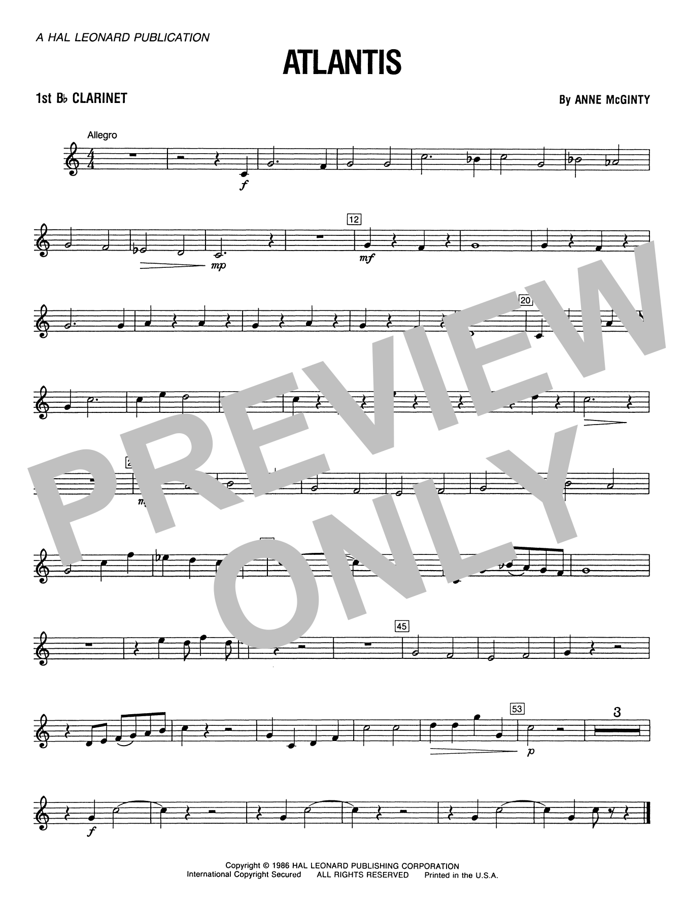 Atlantis - Bb Clarinet 1