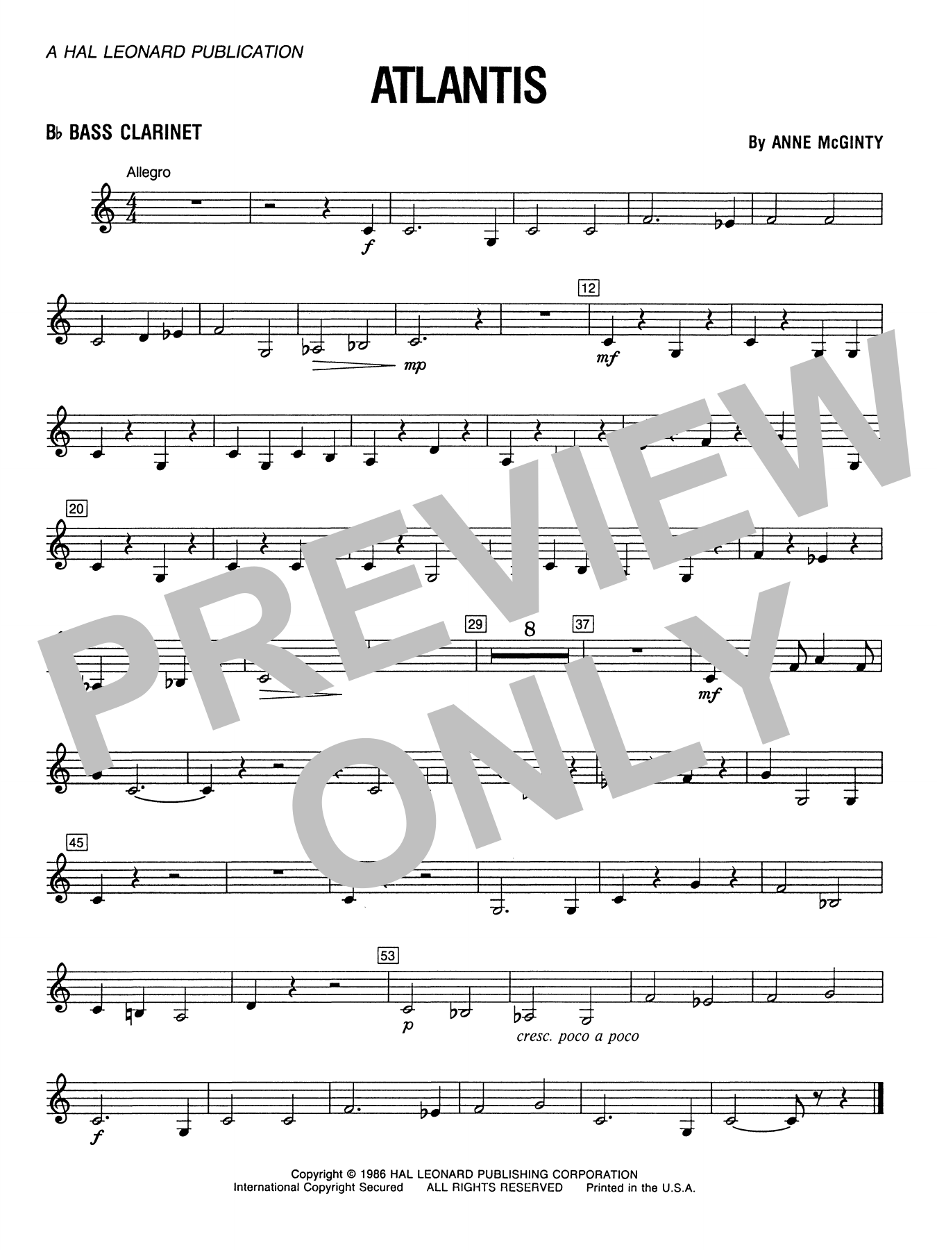 Atlantis - Bb Bass Clarinet