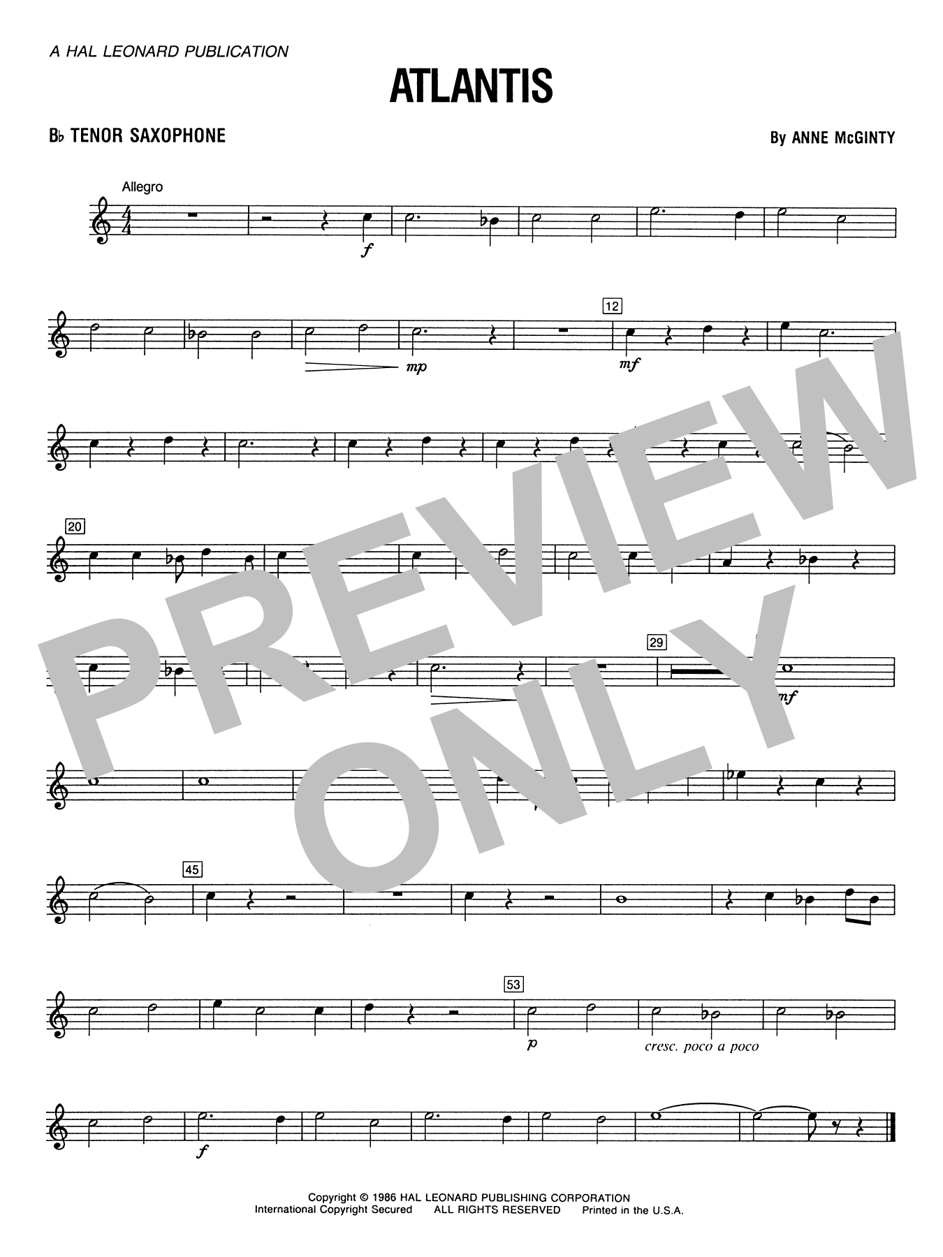 Atlantis - Bb Tenor Saxophone