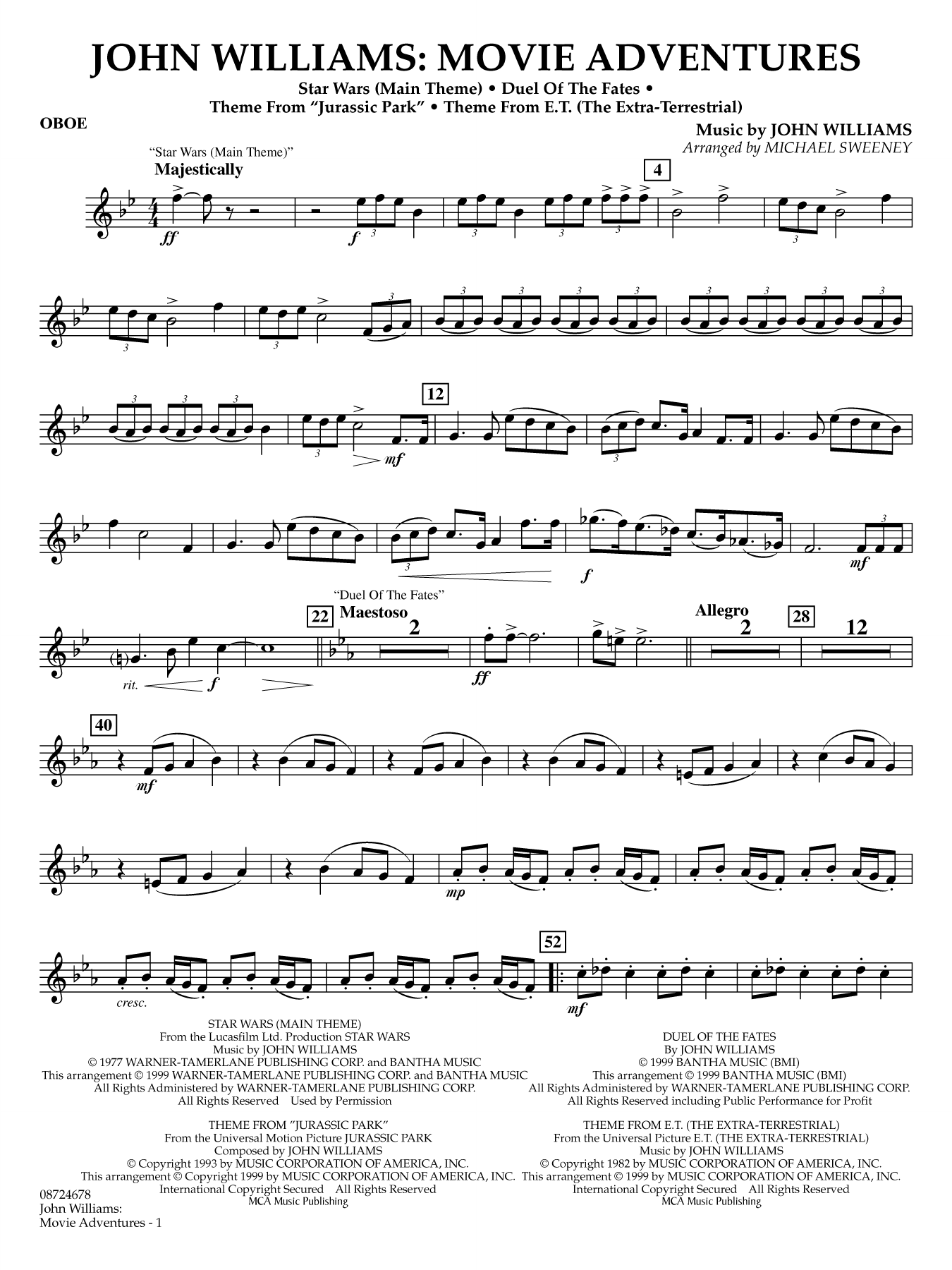 John Williams: Movie Adventures (arr. Michael Sweeney) - Oboe