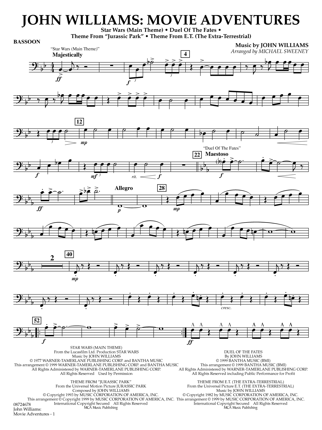 John Williams: Movie Adventures (arr. Michael Sweeney) - Bassoon