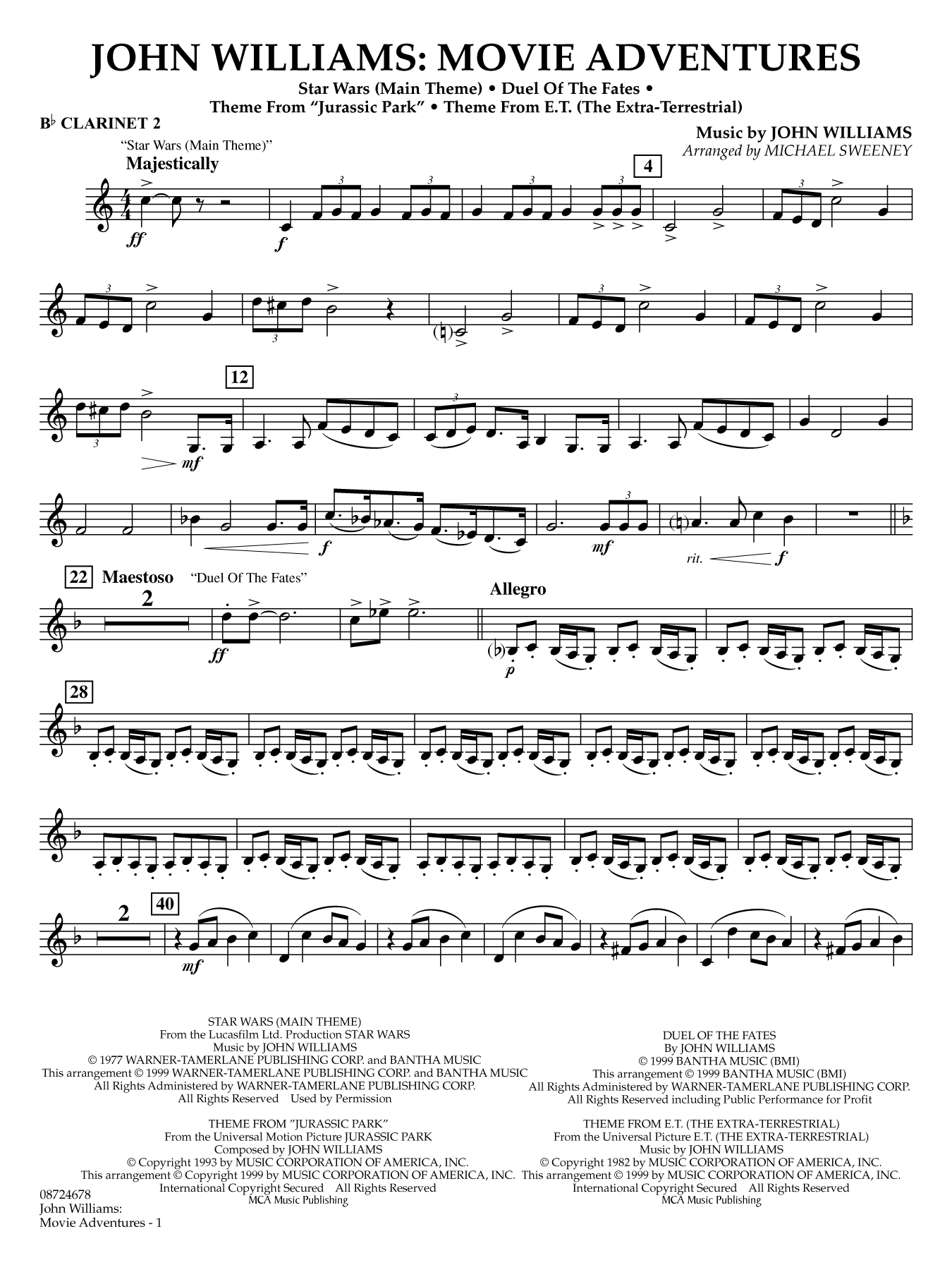 John Williams: Movie Adventures (arr. Michael Sweeney) - Bb Clarinet 2