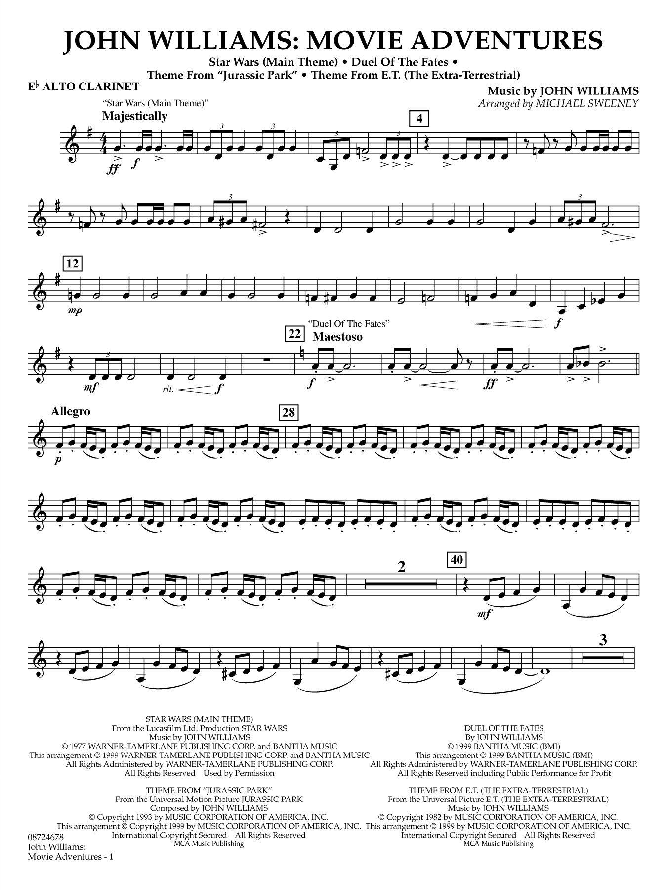 John Williams: Movie Adventures (arr. Michael Sweeney) - Eb Alto Clarinet