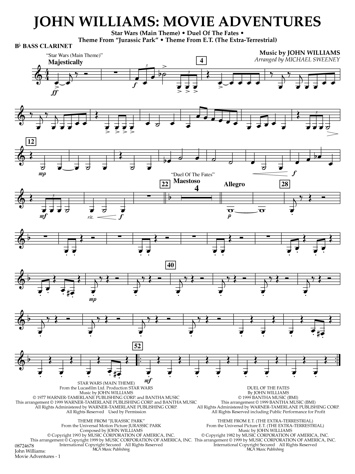 John Williams: Movie Adventures (arr. Michael Sweeney) - Bb Bass Clarinet