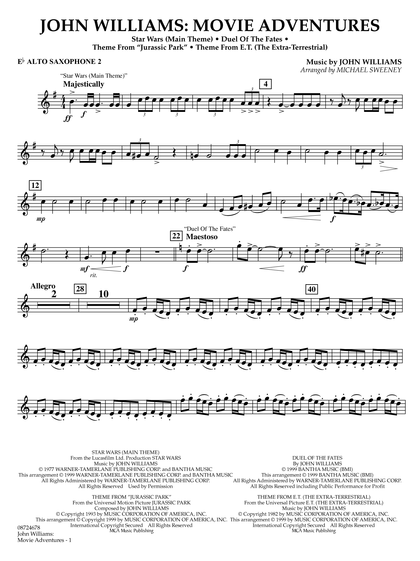 John Williams: Movie Adventures (arr. Michael Sweeney) - Eb Alto Saxophone 2