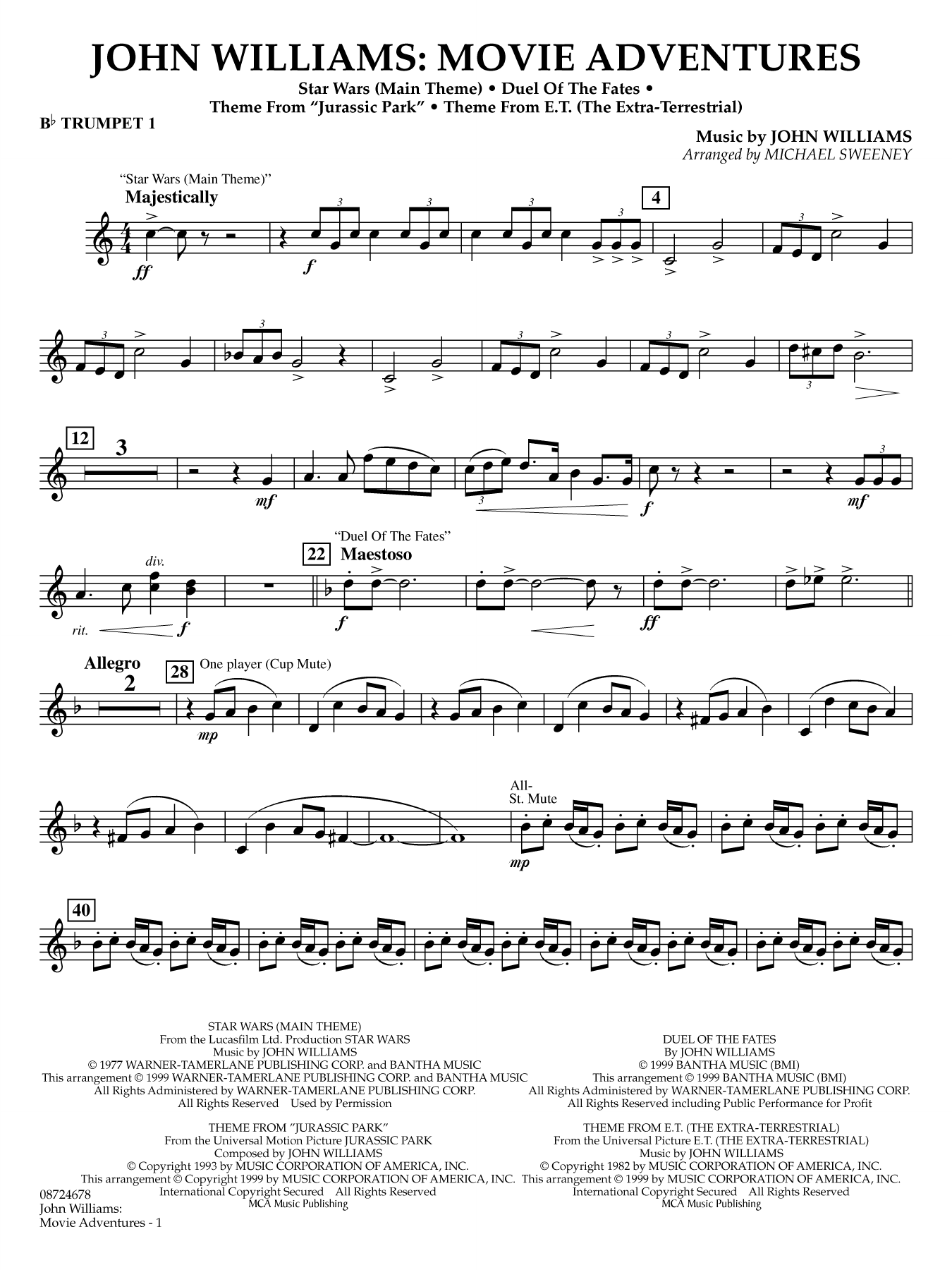 John Williams: Movie Adventures (arr. Michael Sweeney) - Bb Trumpet 1
