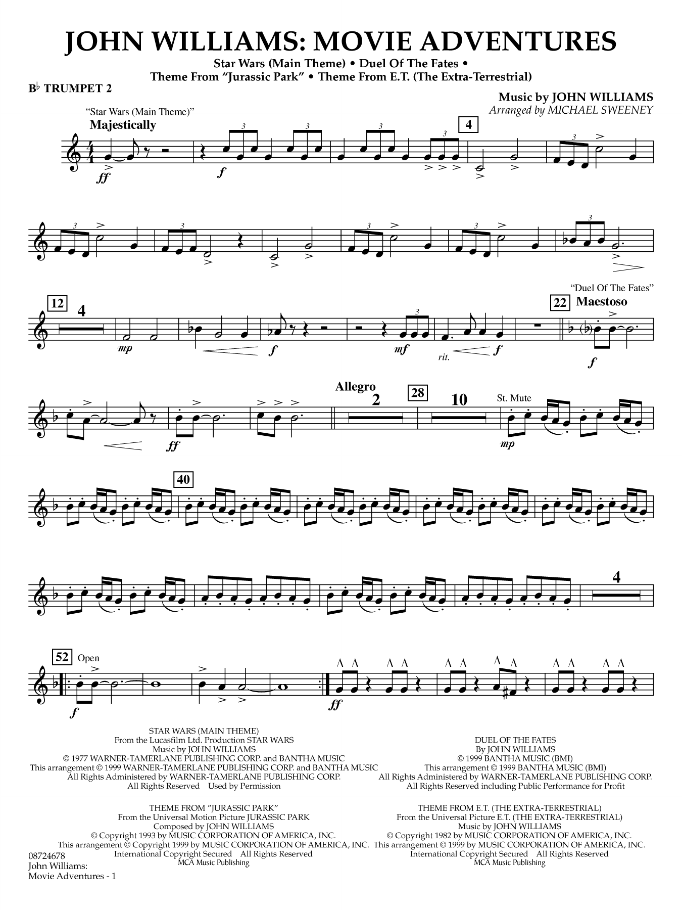 John Williams: Movie Adventures (arr. Michael Sweeney) - Bb Trumpet 2