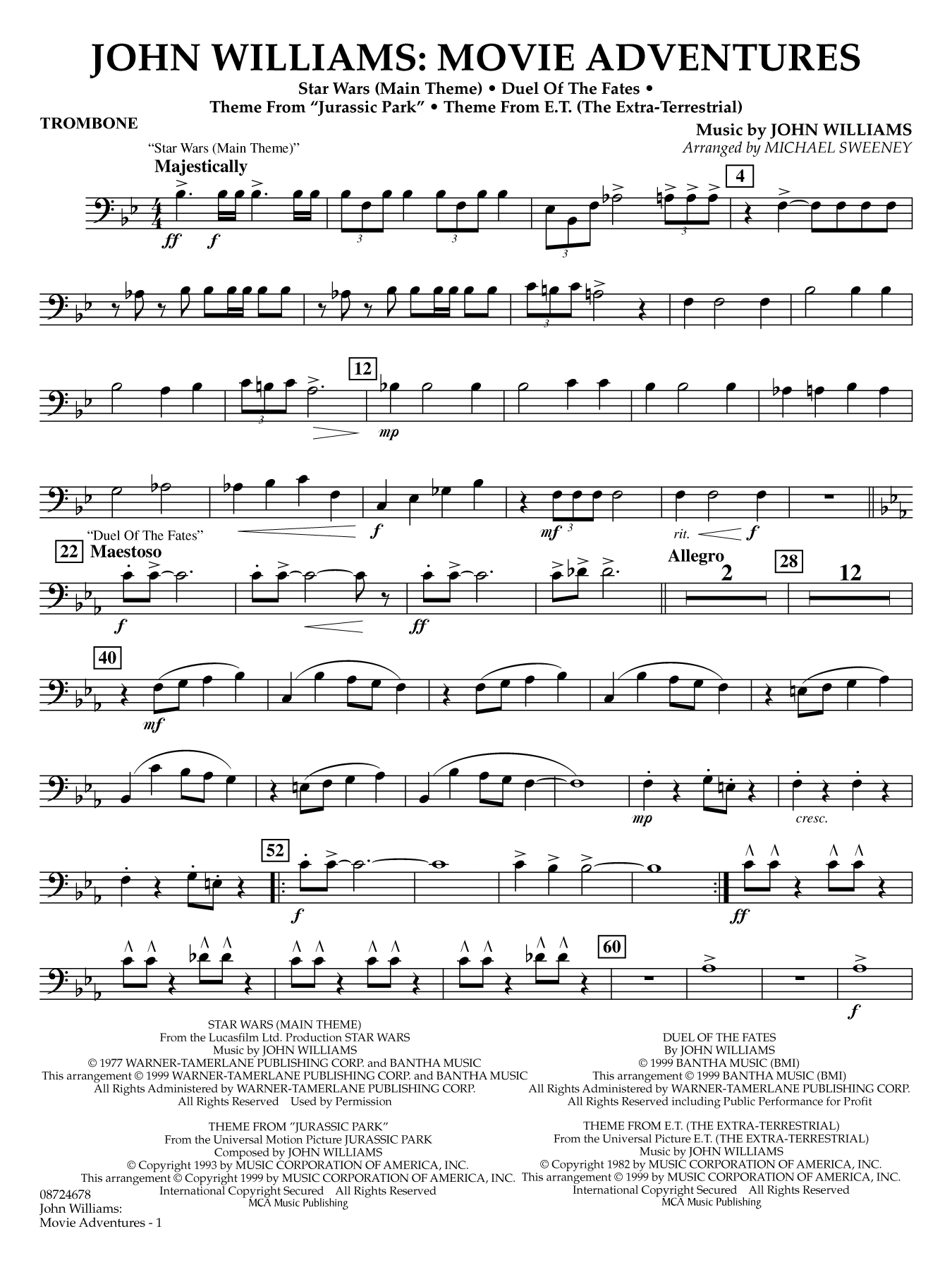 John Williams: Movie Adventures (arr. Michael Sweeney) - Trombone
